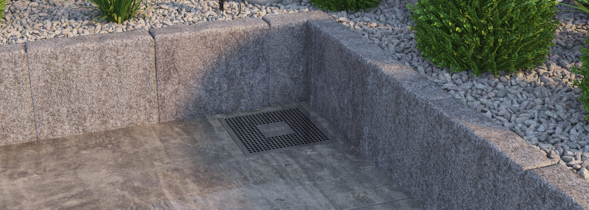 Bodenabläufe und Duschrinnen aus Edelstahl von MERT Radiator – 100x100, 150x150, 200x200 mm