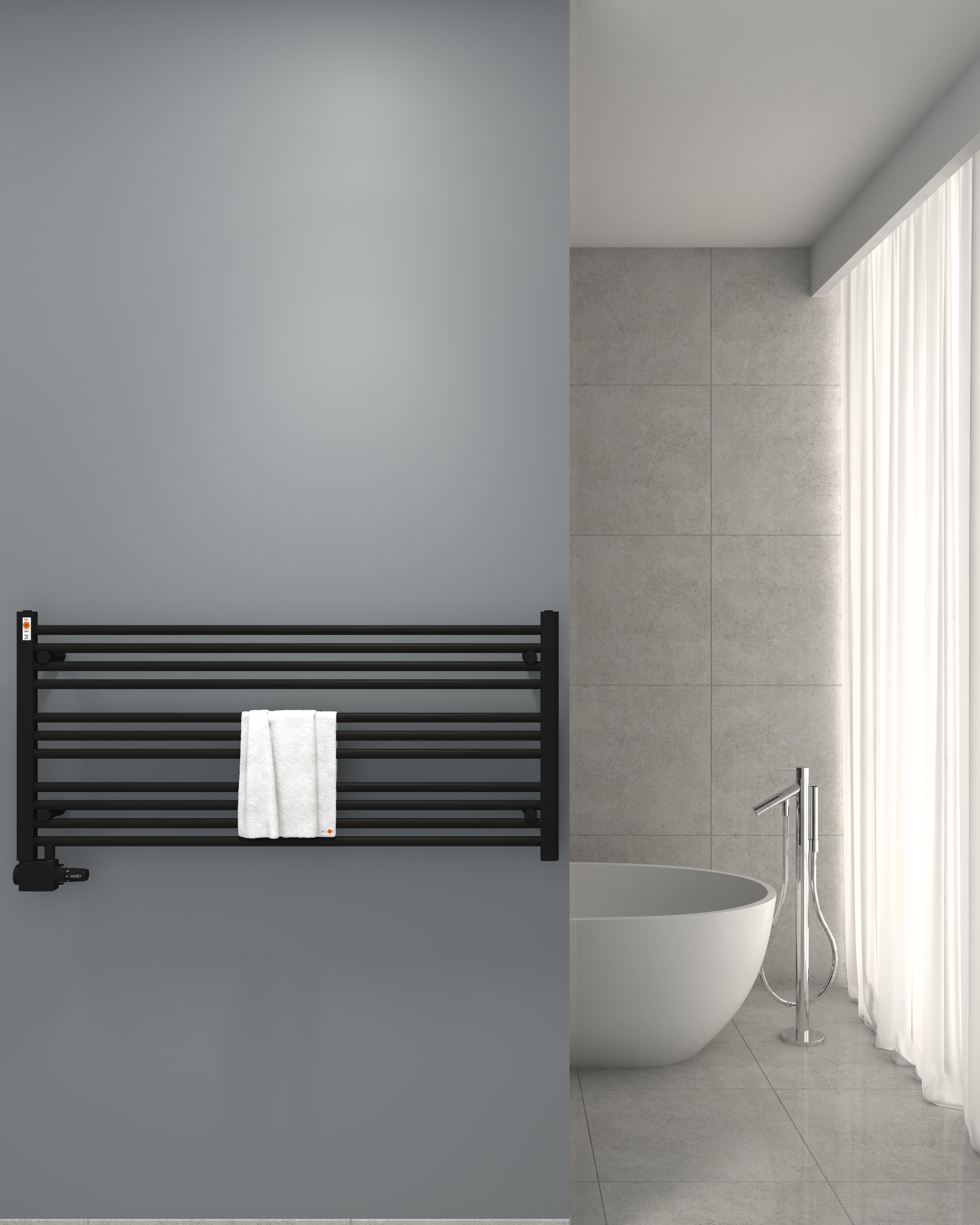 Badheizkörper Austausch AU mit Seitenanschluss Schwarz - Mert-Radiator GmbH