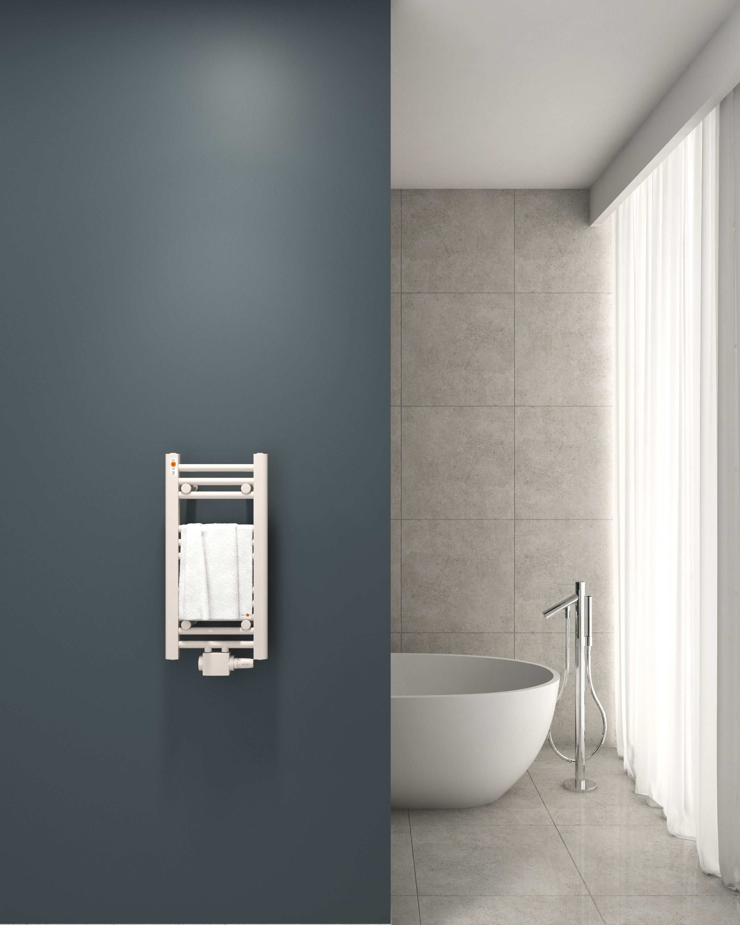 Badheizkörper mit Mittelanschluss Comfort Weiss Gerade