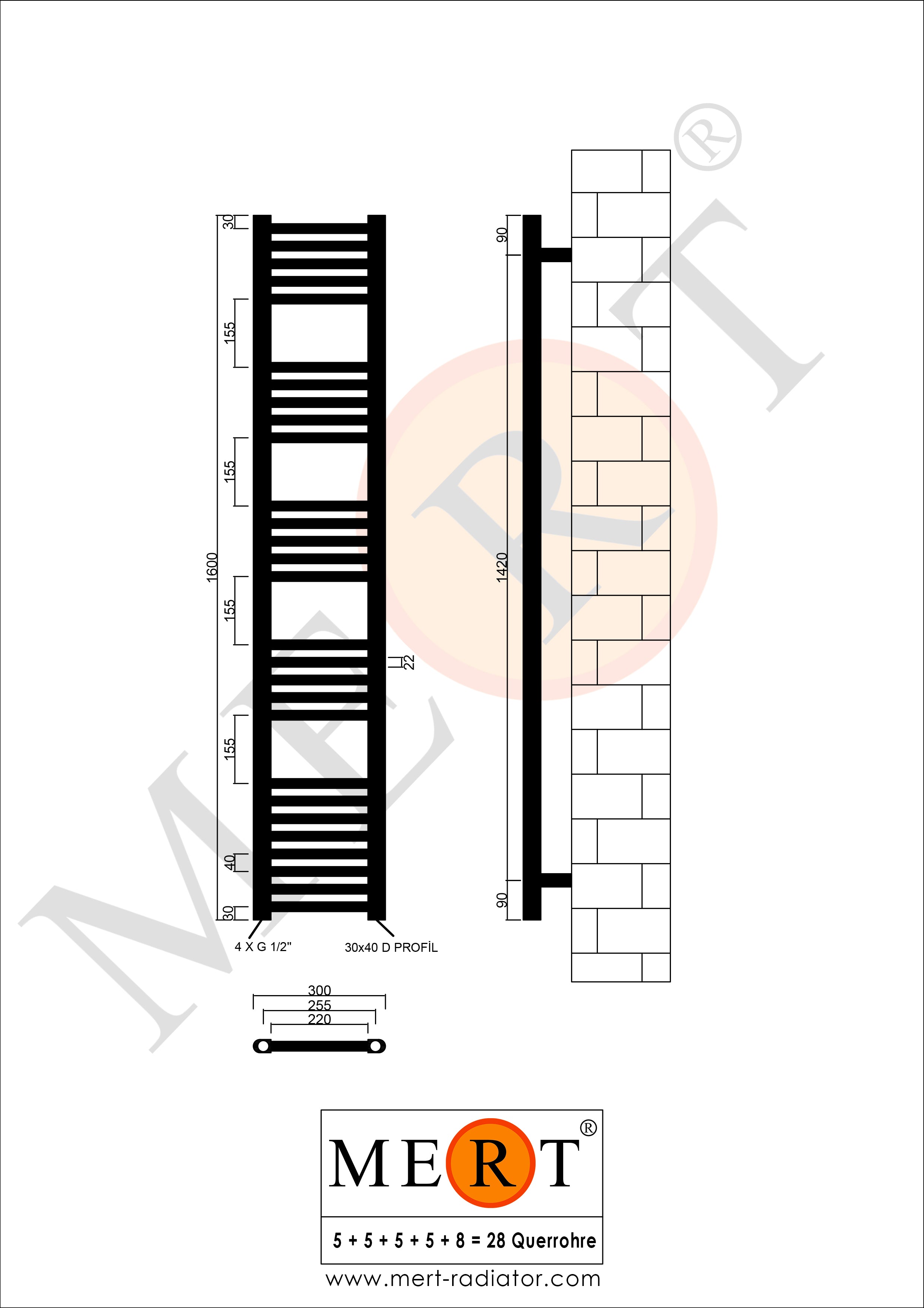 Badheizkörper Austausch S mit Seitenanschluss Weiß