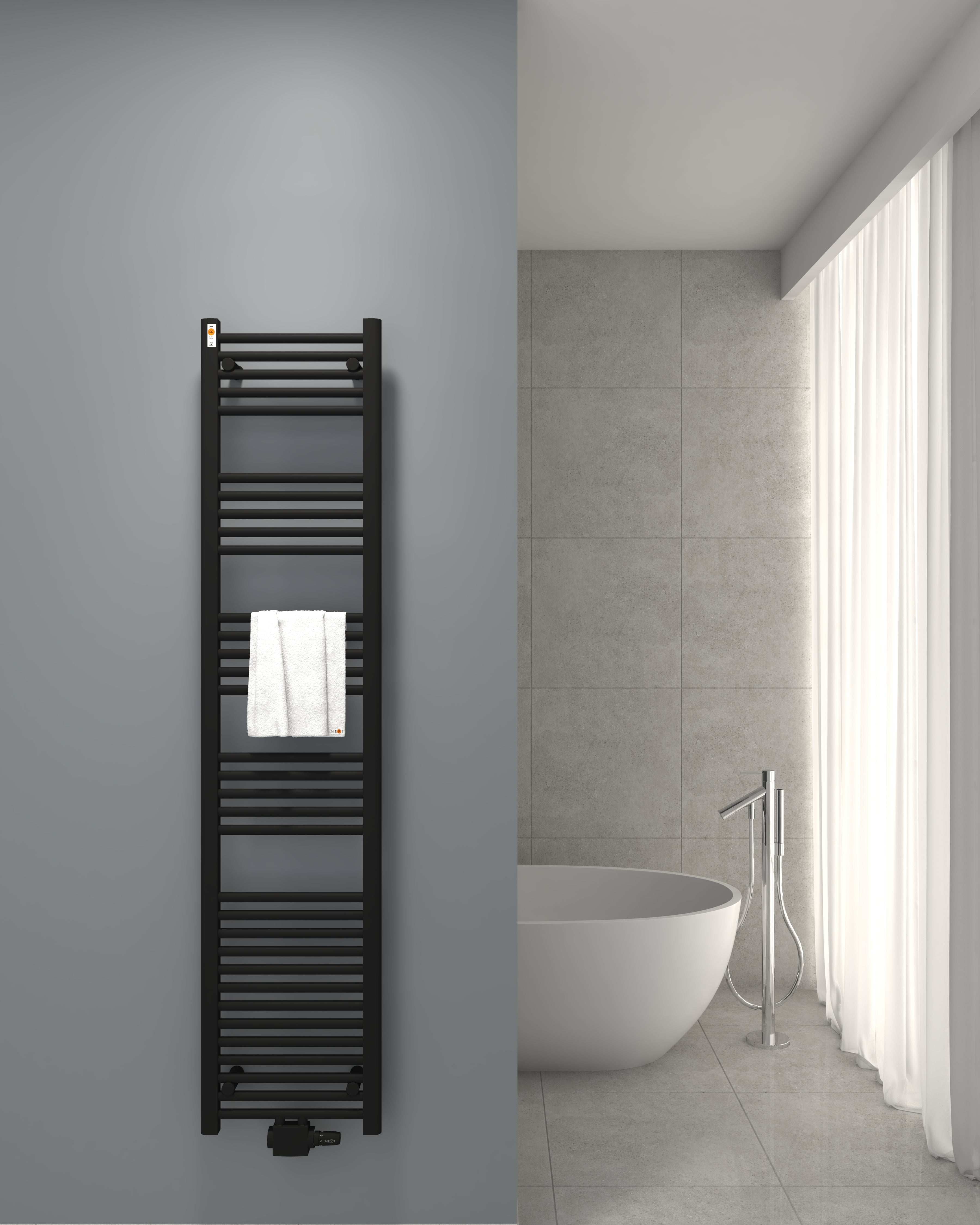 Badheizkörper mit Mittelanschluss Comfort Schwarz Gerade