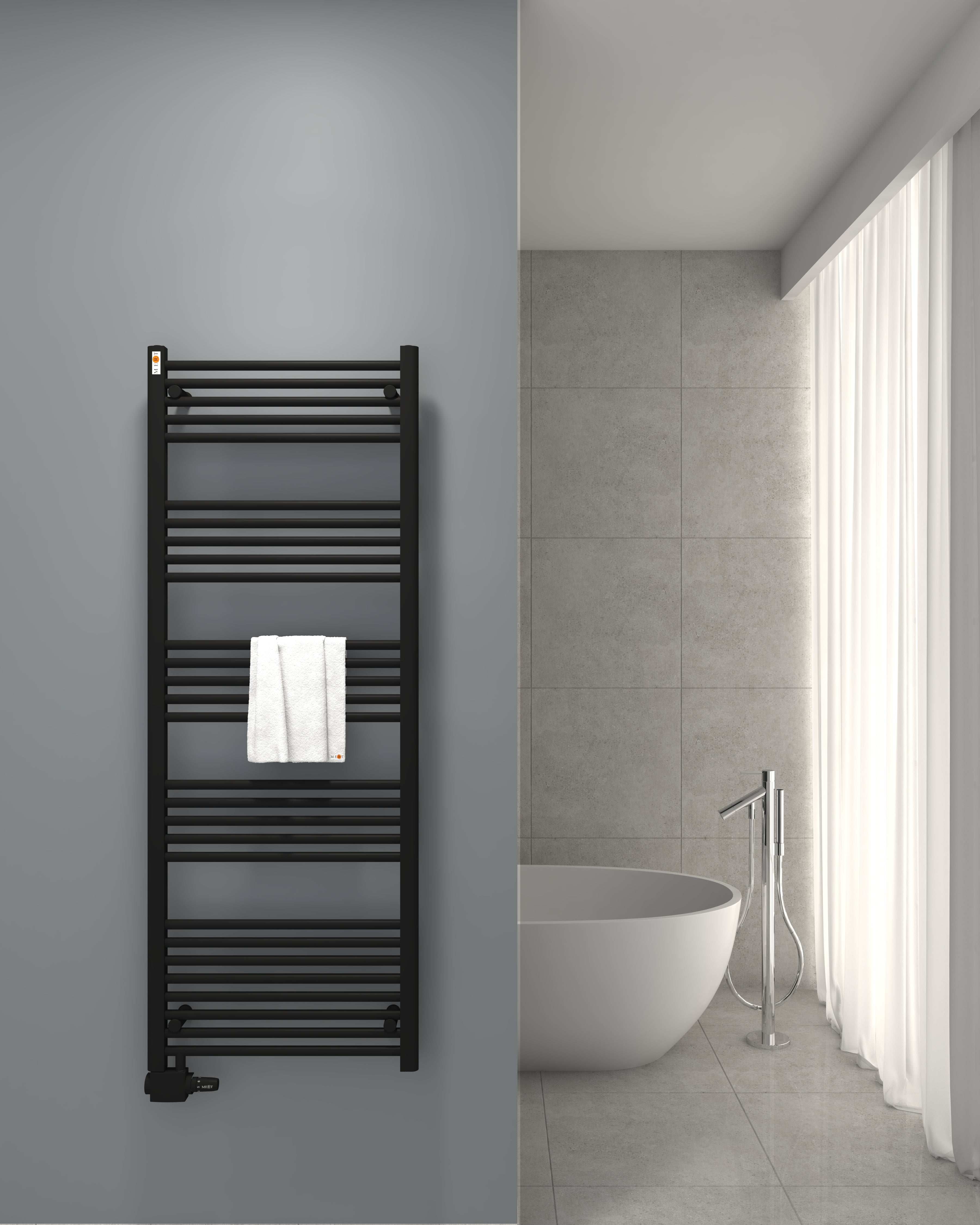 Badheizkörper Austausch AU mit Seitenanschluss Schwarz - Mert-Radiator GmbH