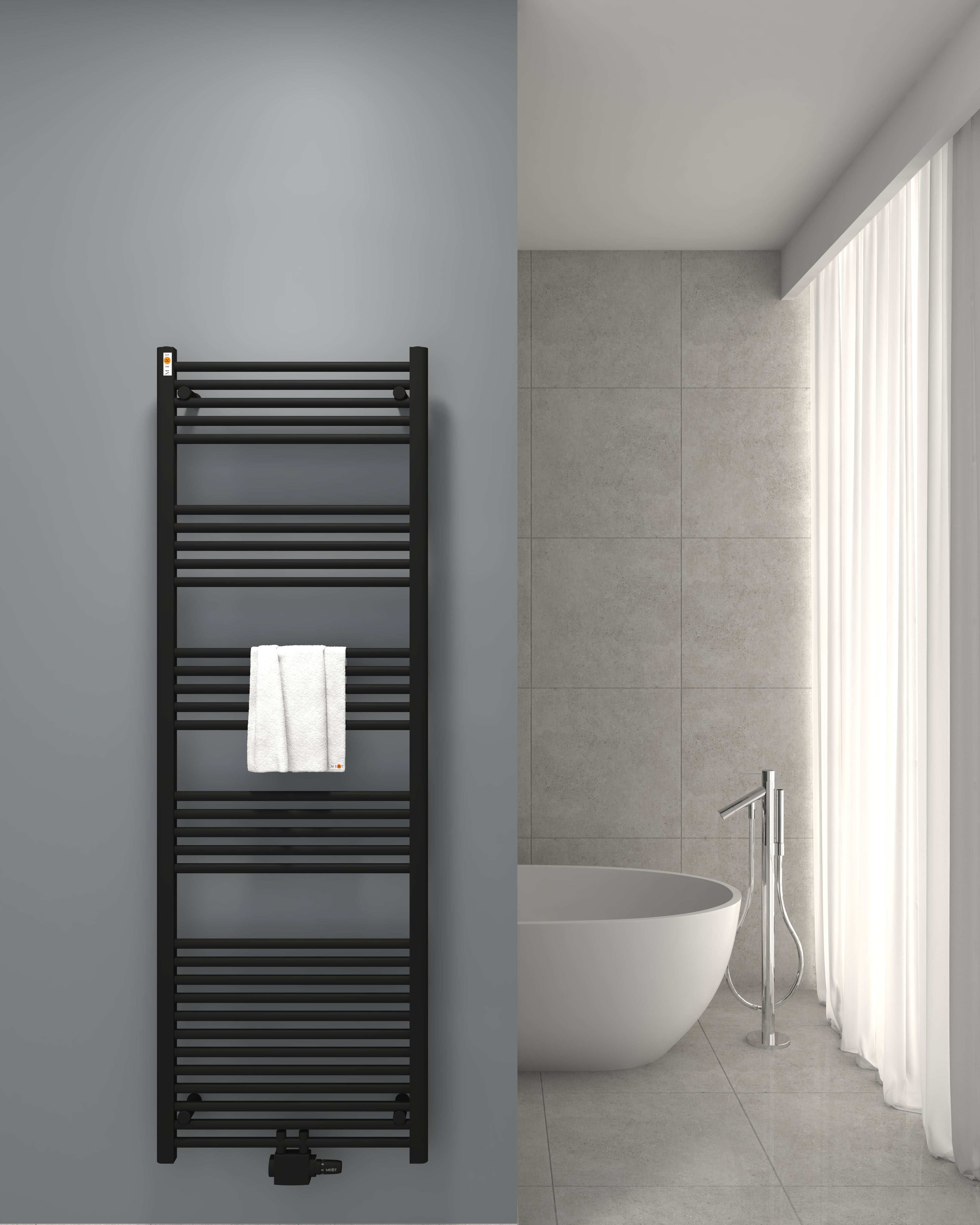 Badheizkörper mit Mittelanschluss Comfort Schwarz Gerade