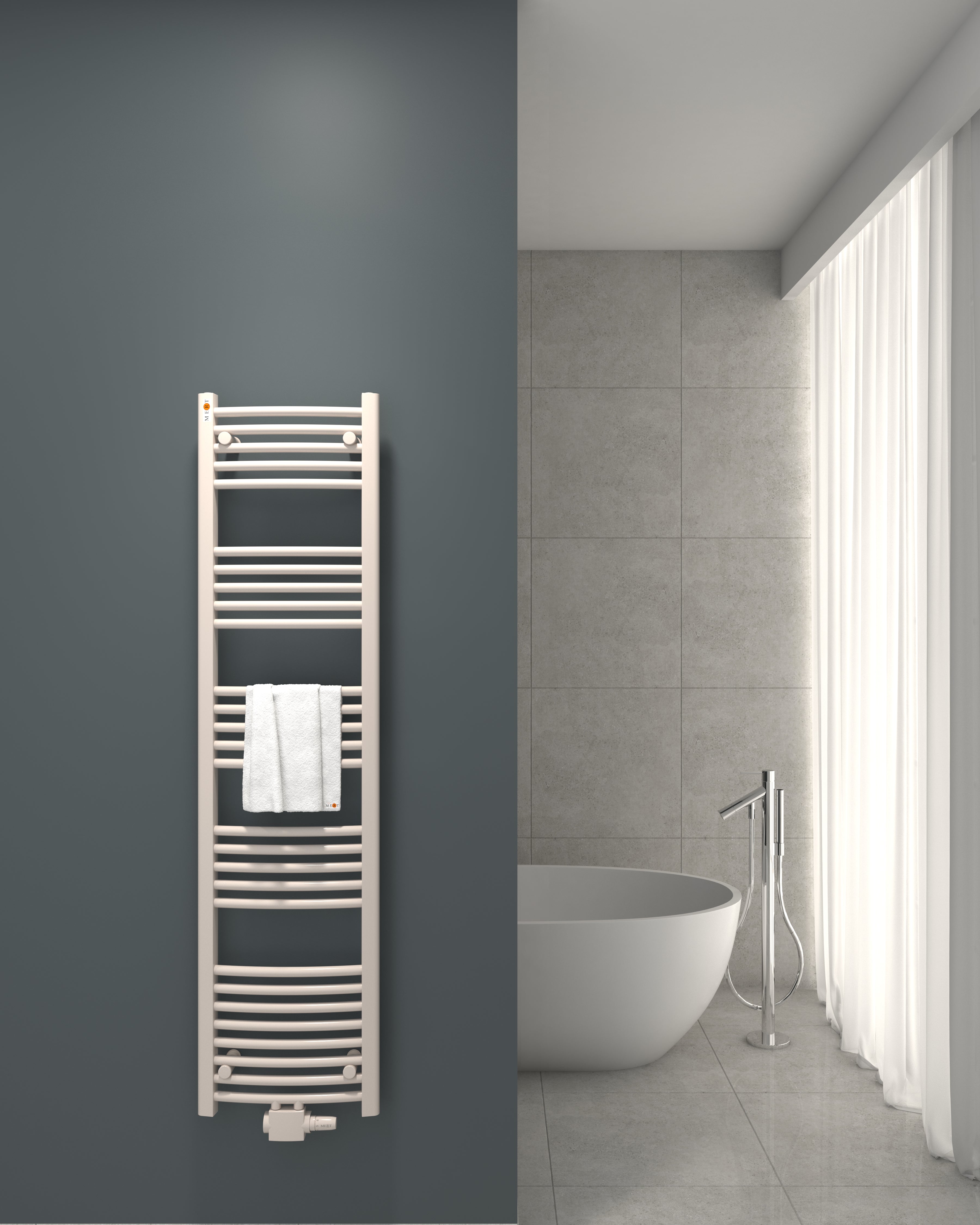 Badheizkörper mit Mittelanschluss Comfort Weiss Gebogen