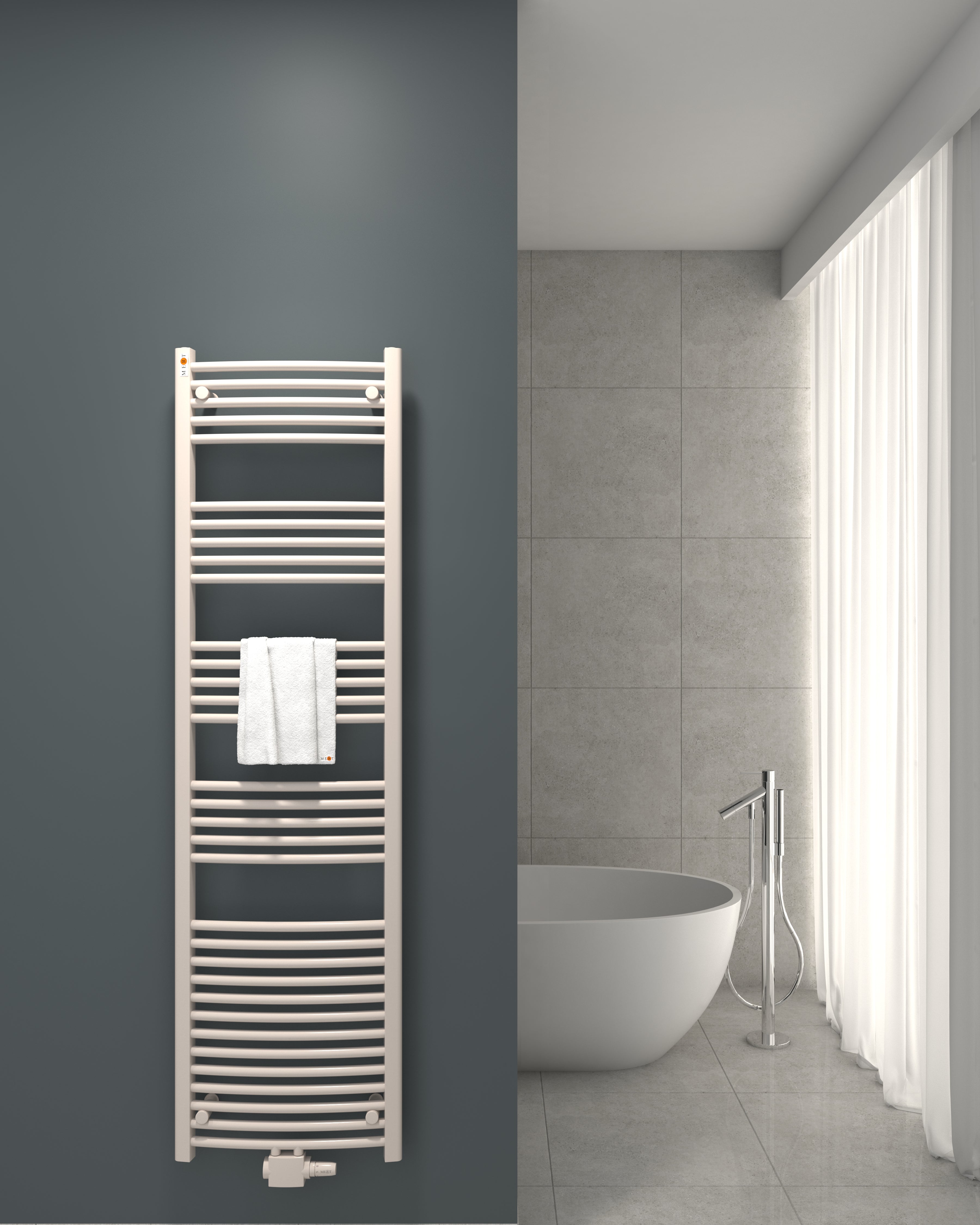 Badheizkörper mit Mittelanschluss Comfort Weiss Gebogen