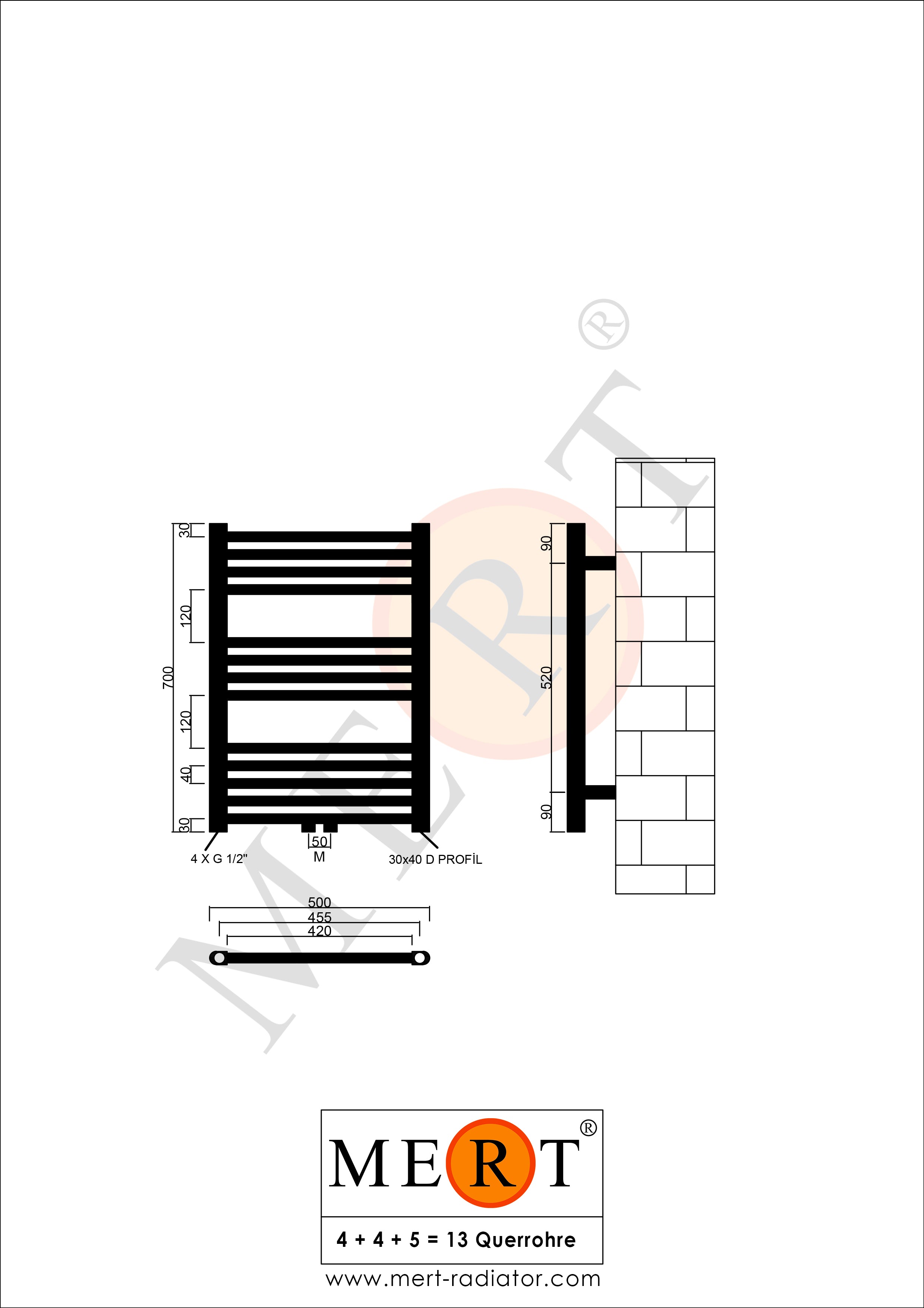 Badheizkörper mit Mittelanschluss Comfort Chrom Gerade