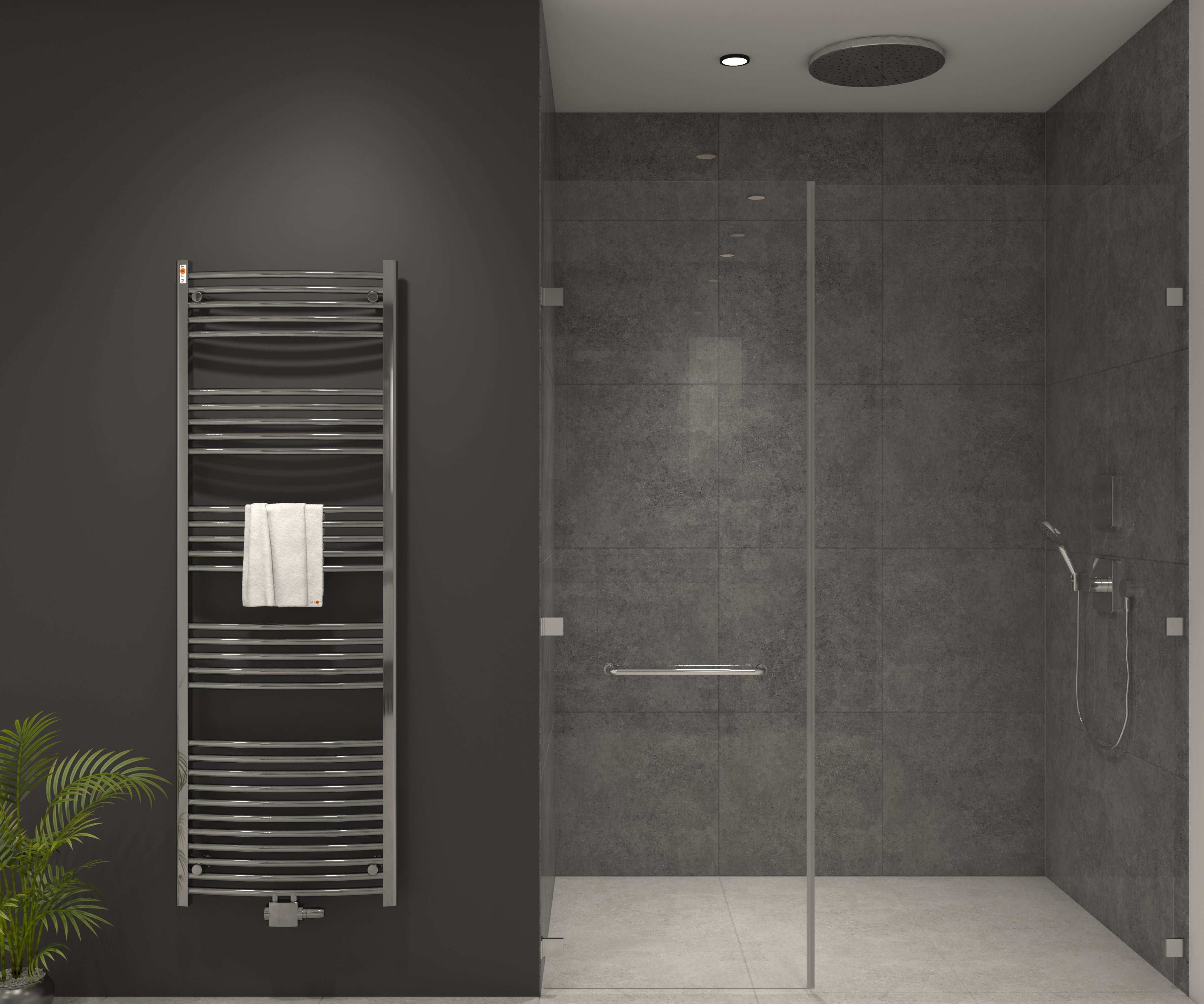 Badheizkörper mit Mittelanschluss Comfort Chrom Gebogen