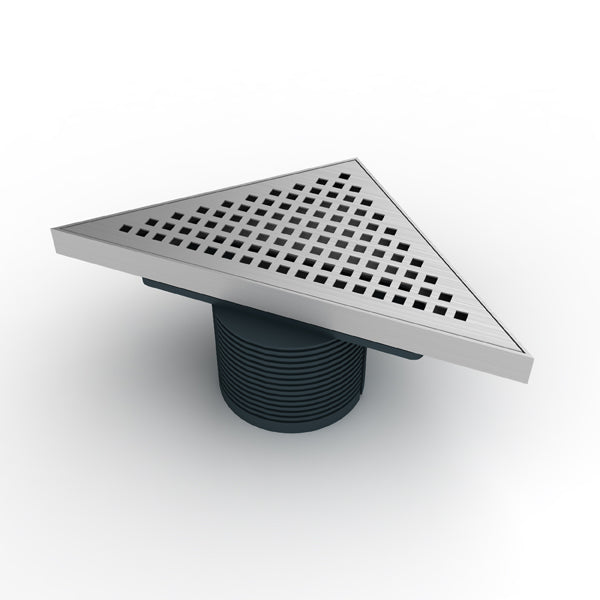 Mert Bodenablauf Aufsatz Design Dreieck Kare mit Edelstahlrost und Rahmen 215x215x304 mm