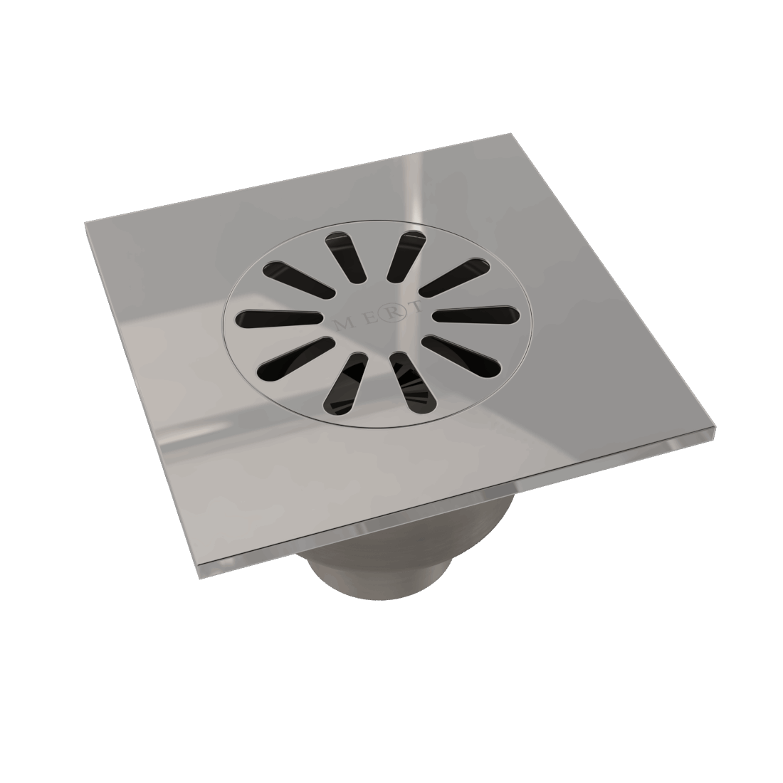 MERT hochwertiger Bodenablauf, 150x150 mm, Senkrecht, einteilig, geschweißt, komplett aus Edelstahl
