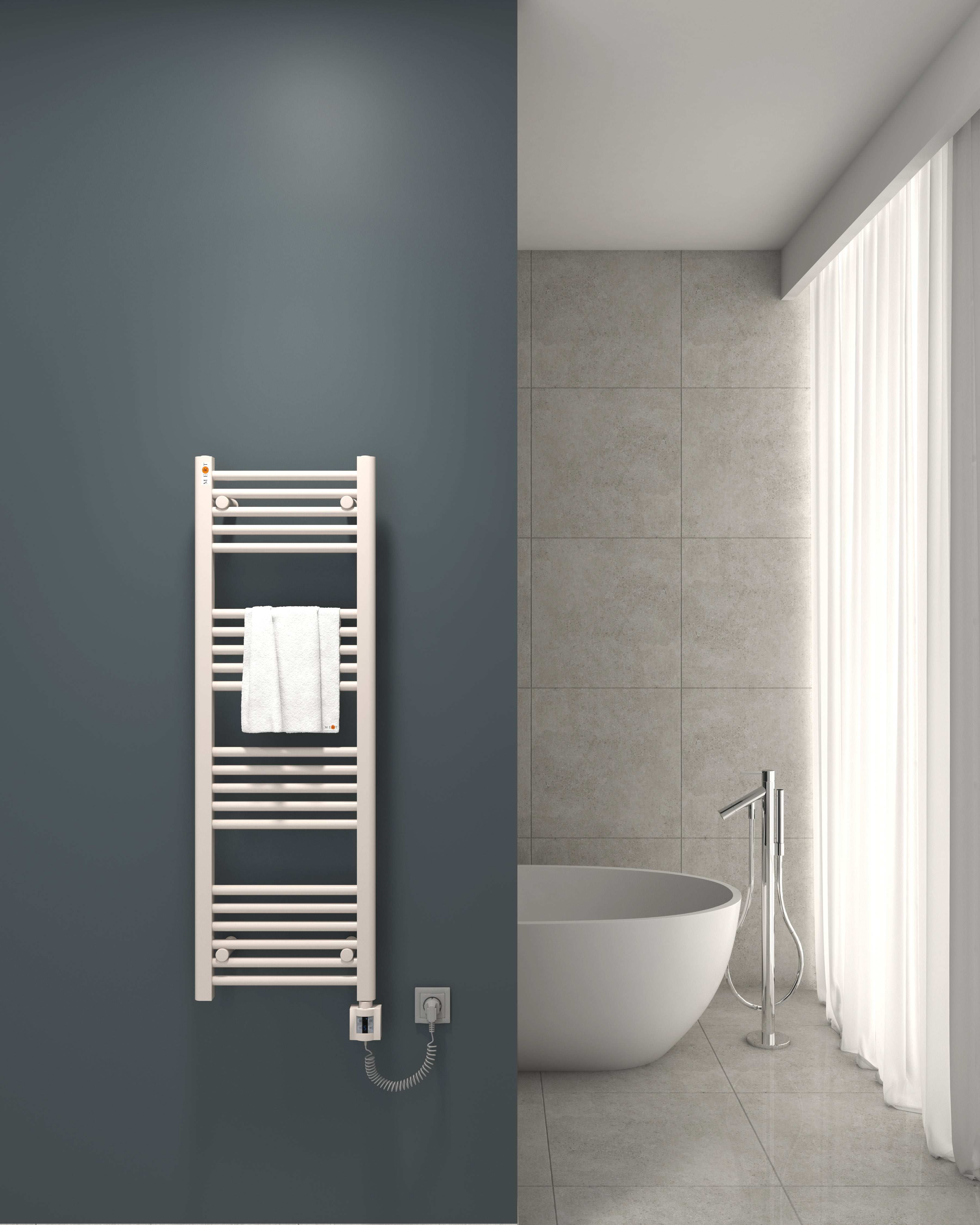 Mert Elektro Badheizkörper weiß Heizstab + KTX4-Regler