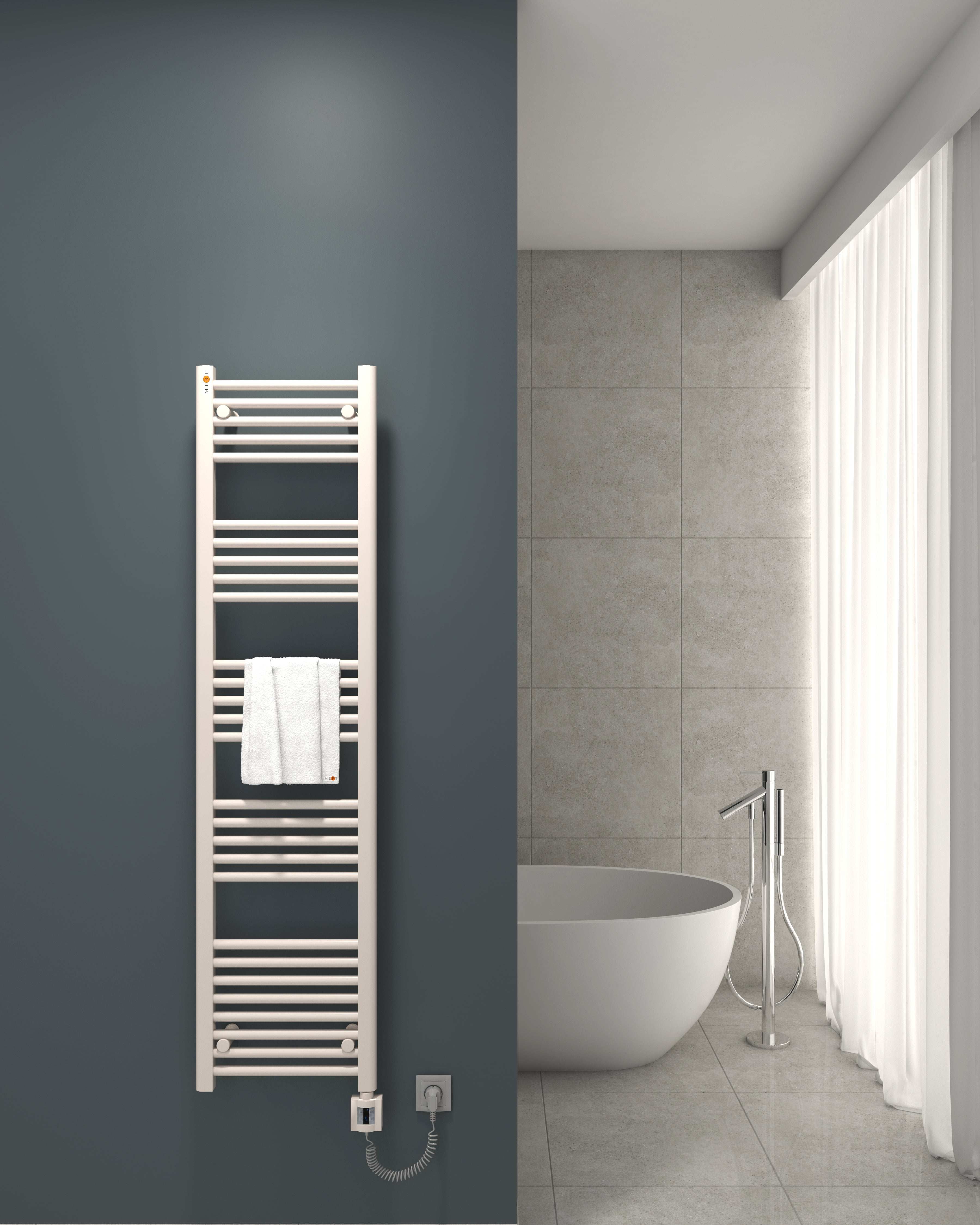 Mert Elektro Badheizkörper weiß Heizstab + KTX4-Regler