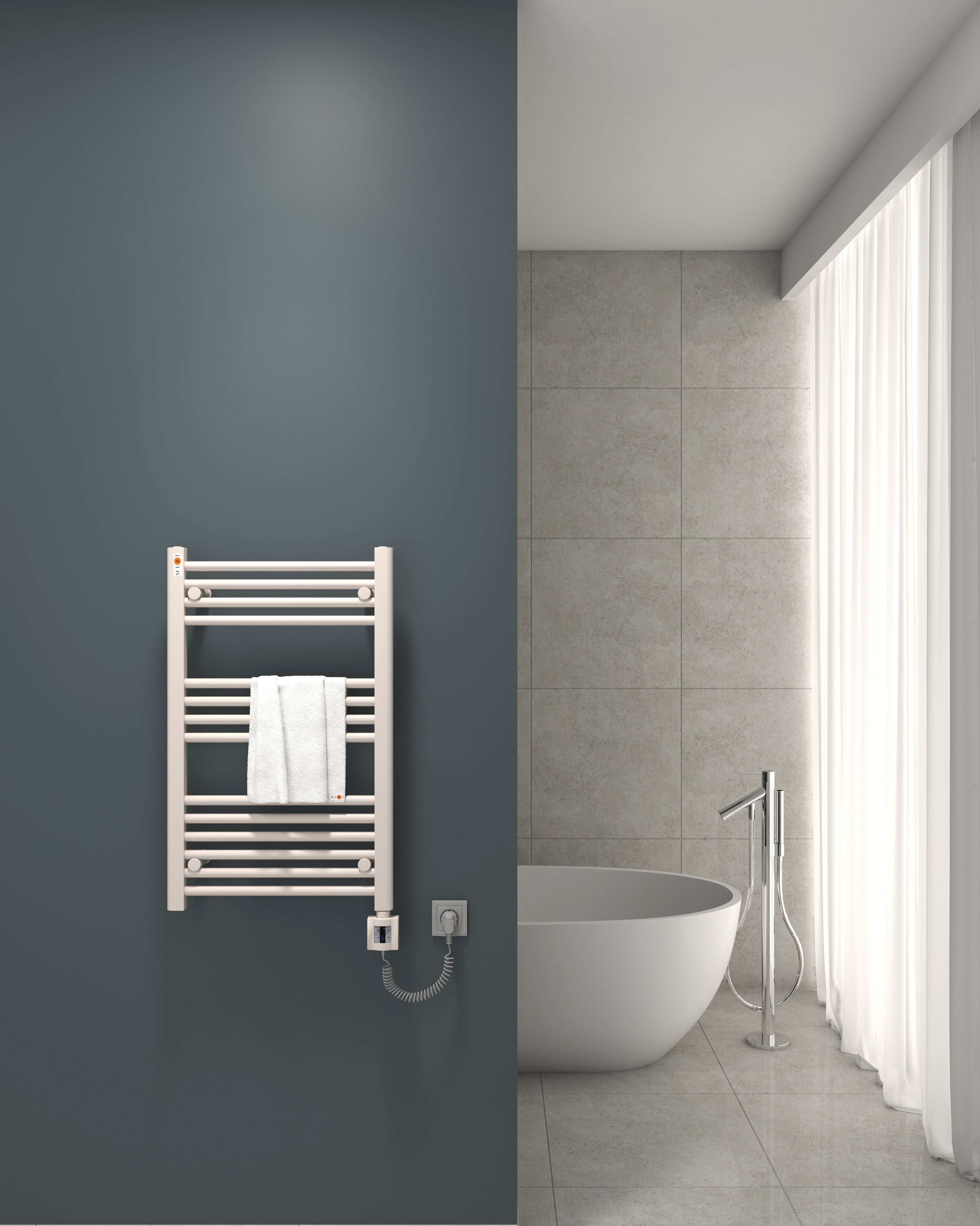 Mert Elektro Badheizkörper weiß Heizstab + KTX4-Regler