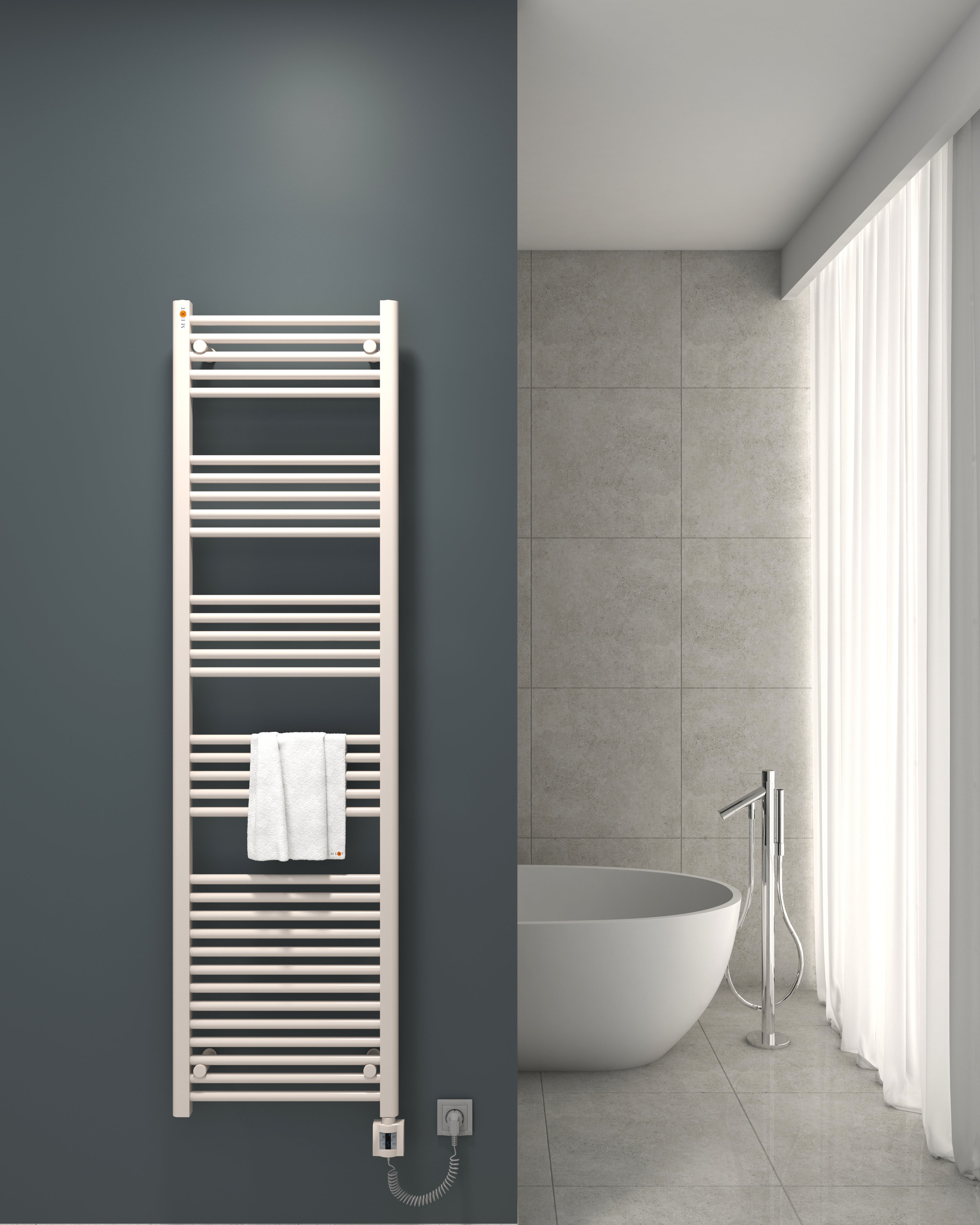Mert Elektro Badheizkörper weiß Heizstab + KTX4-Regler