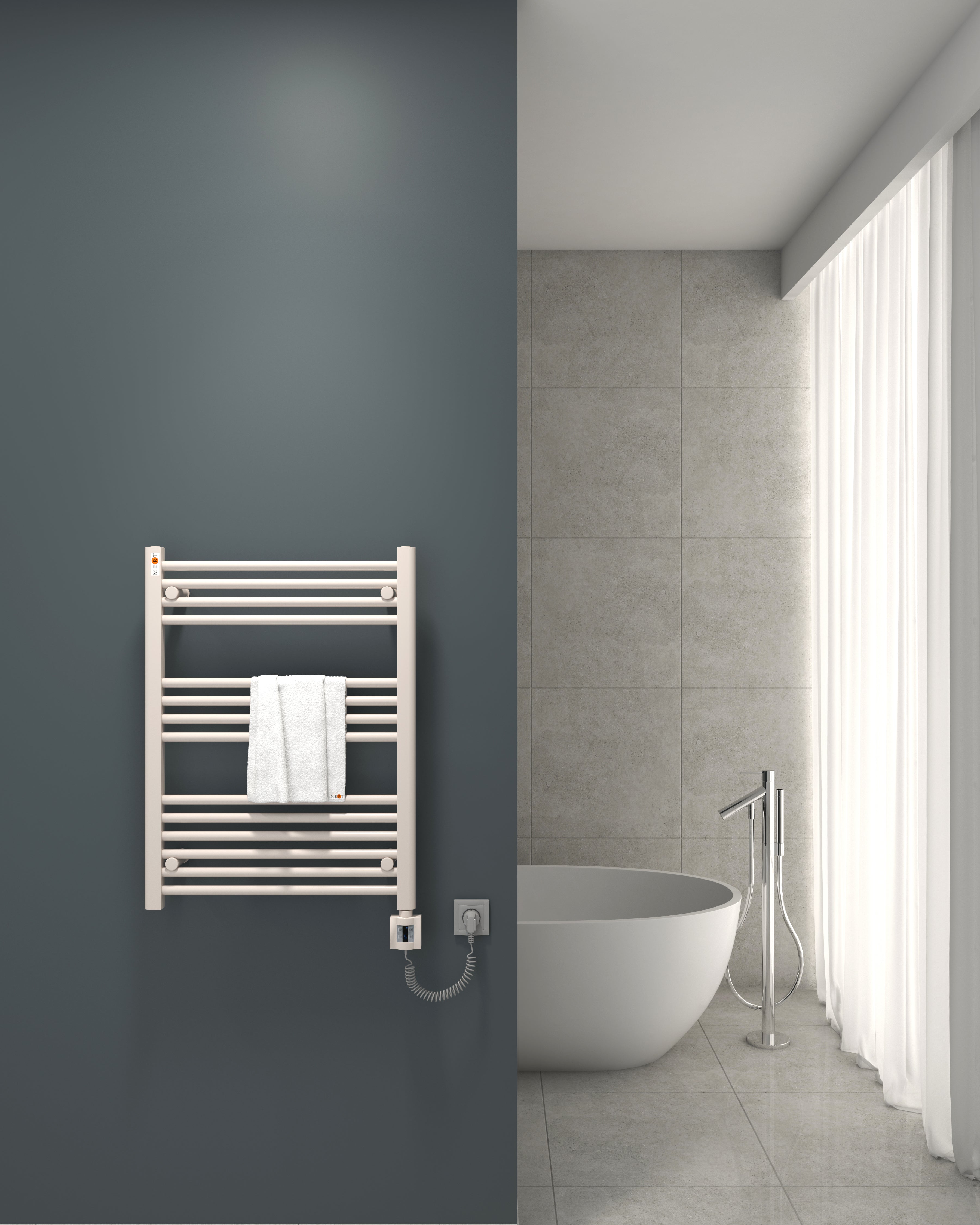 Mert Elektro Badheizkörper weiß Heizstab + KTX4-Regler