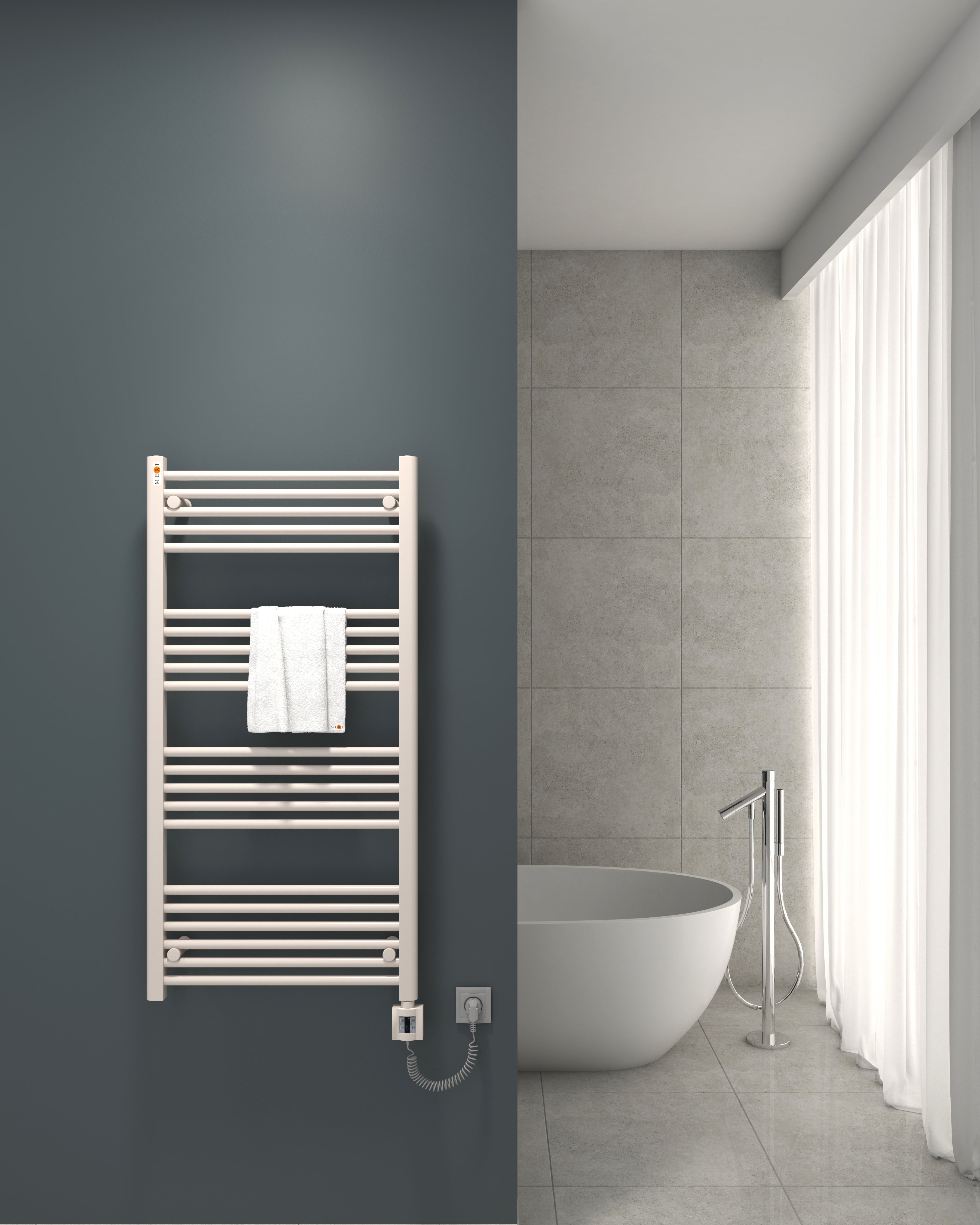 Mert Elektro Badheizkörper weiß Heizstab + KTX4-Regler