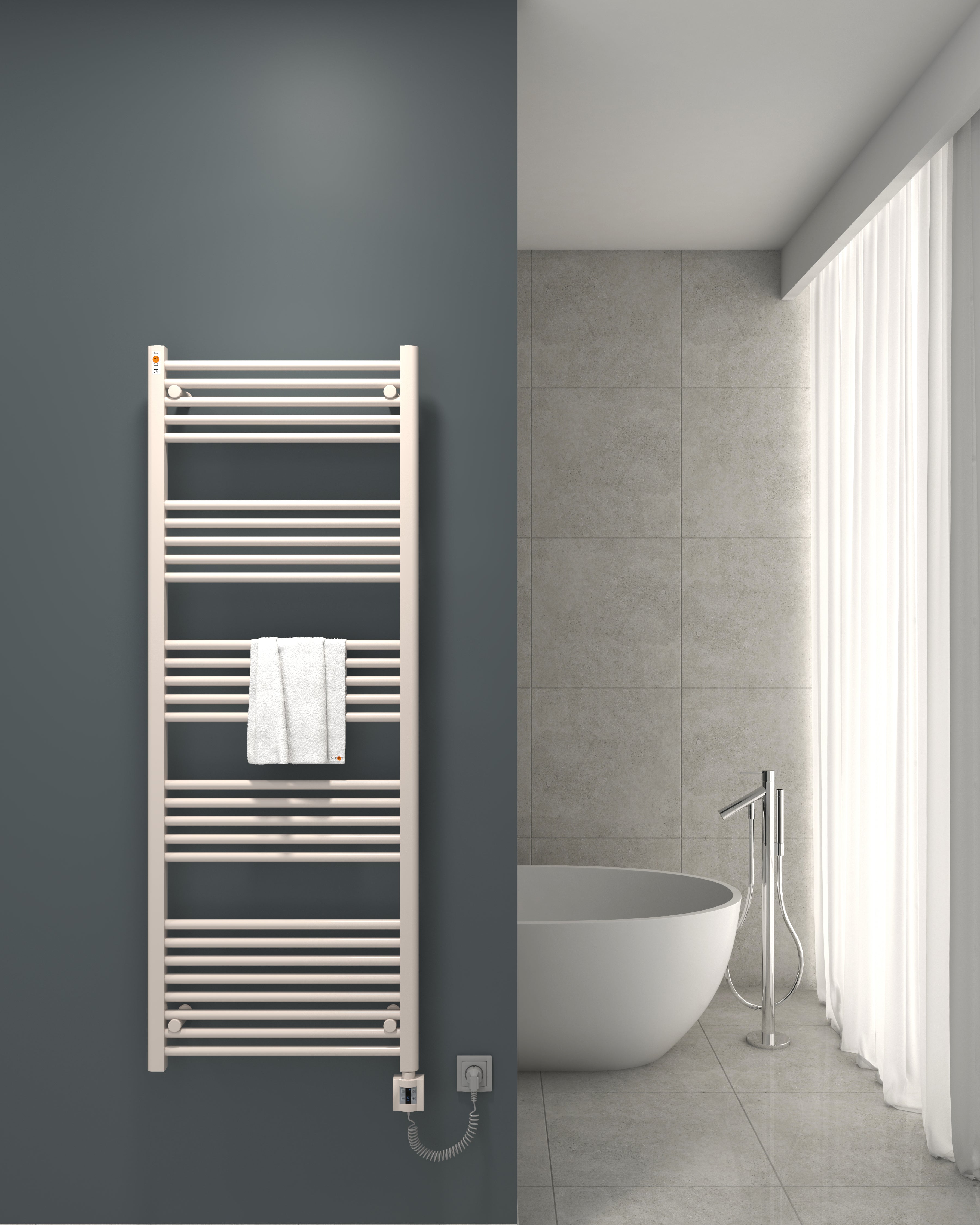 Mert Elektro Badheizkörper weiß Heizstab + KTX4-Regler