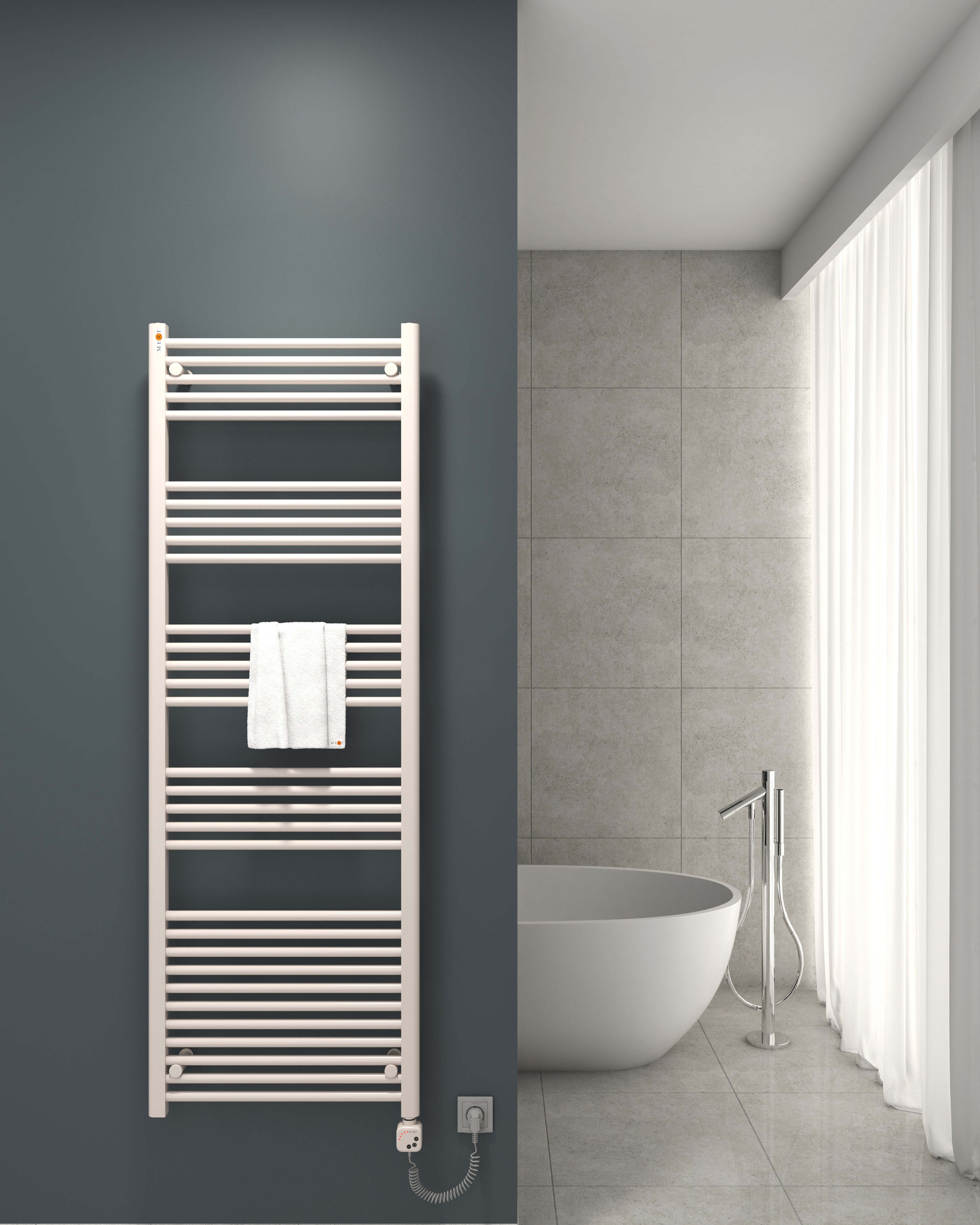 Mert Elektro Badheizkörper weiß Heizstab + KMX1-Regler