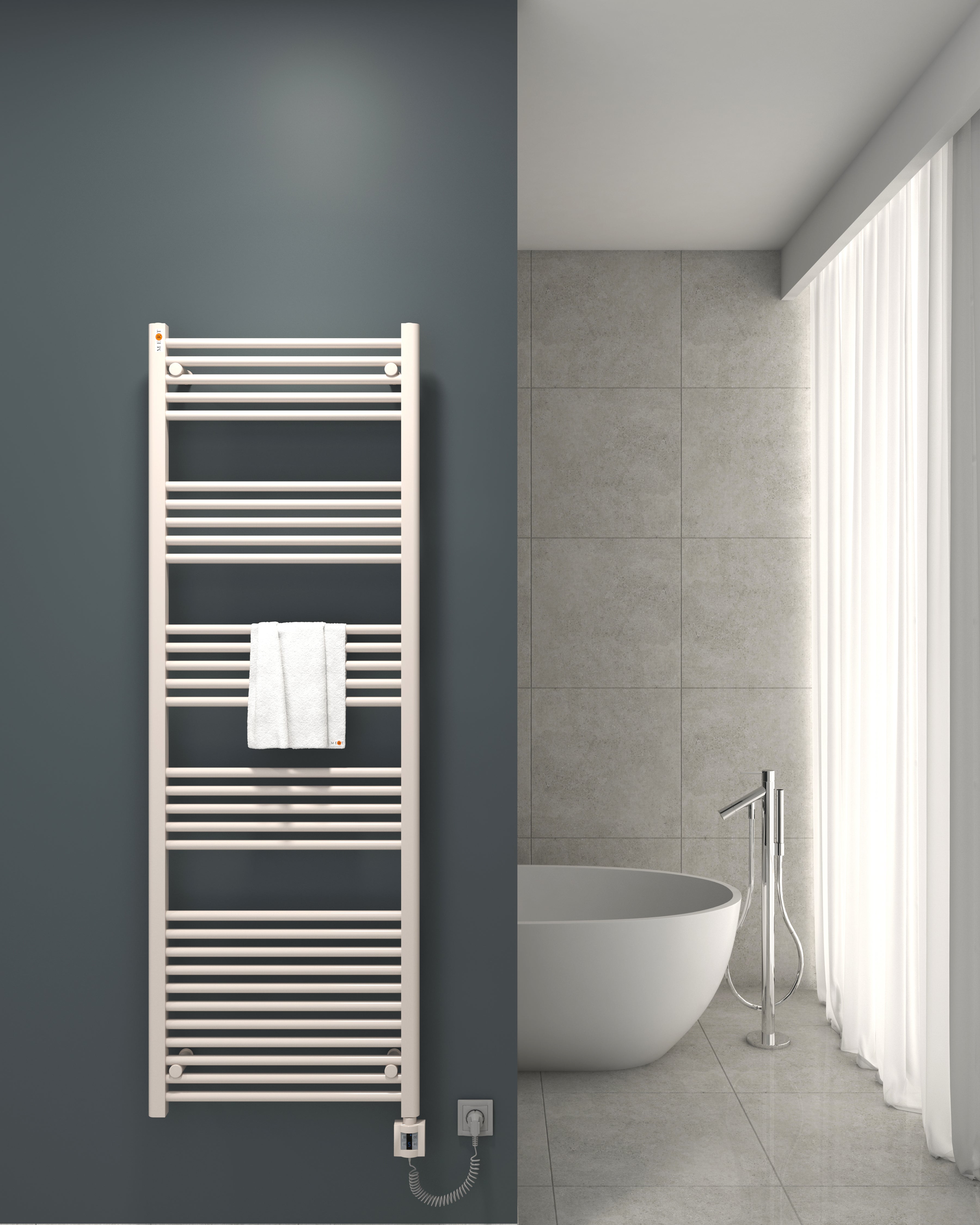 Mert Elektro Badheizkörper weiß Heizstab + KTX4-Regler