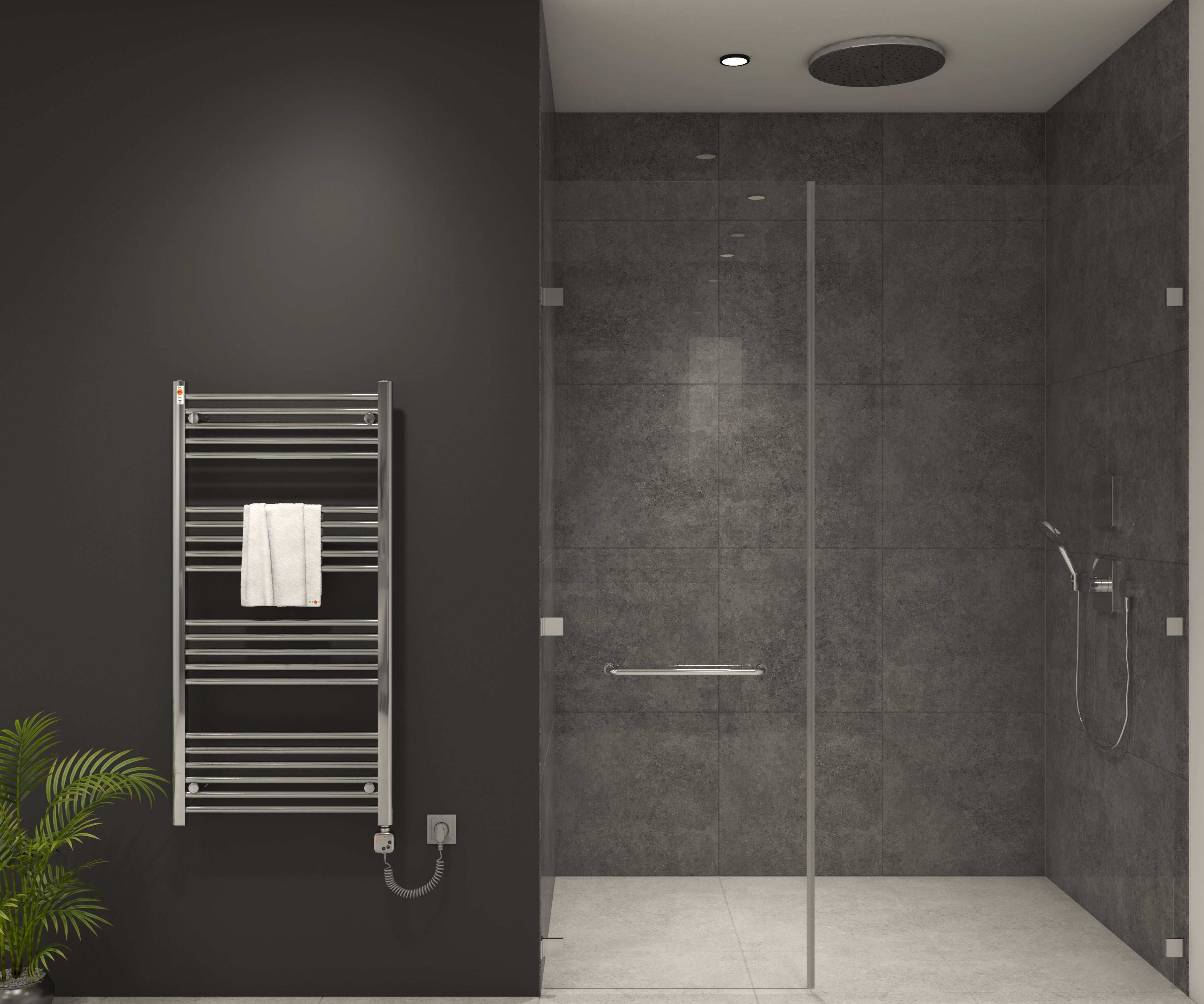 Mert Elektro Badheizkörper Chrom Heizstab + KMX1-Regler