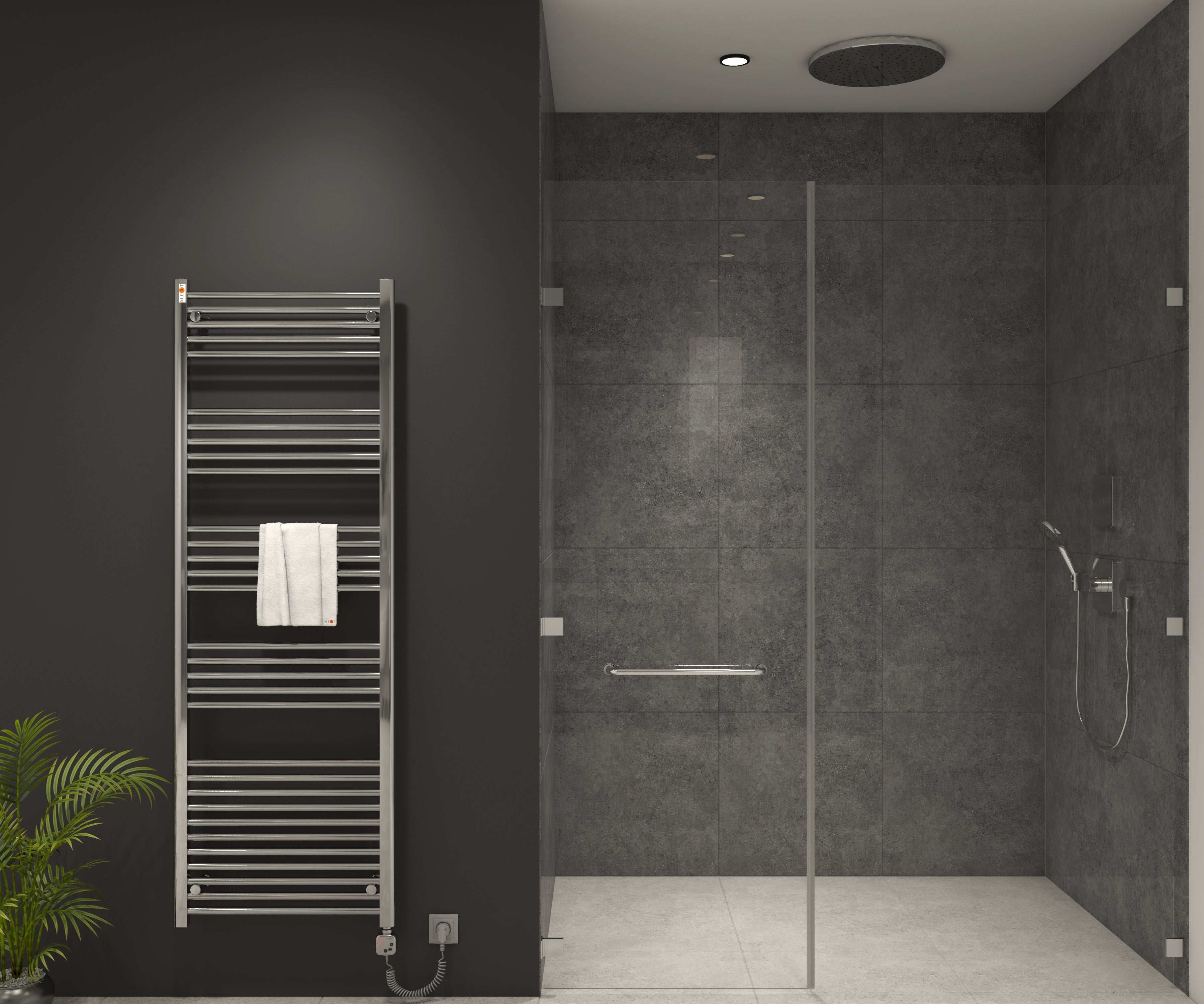 Mert Elektro Badheizkörper Chrom Heizstab + KMX1-Regler