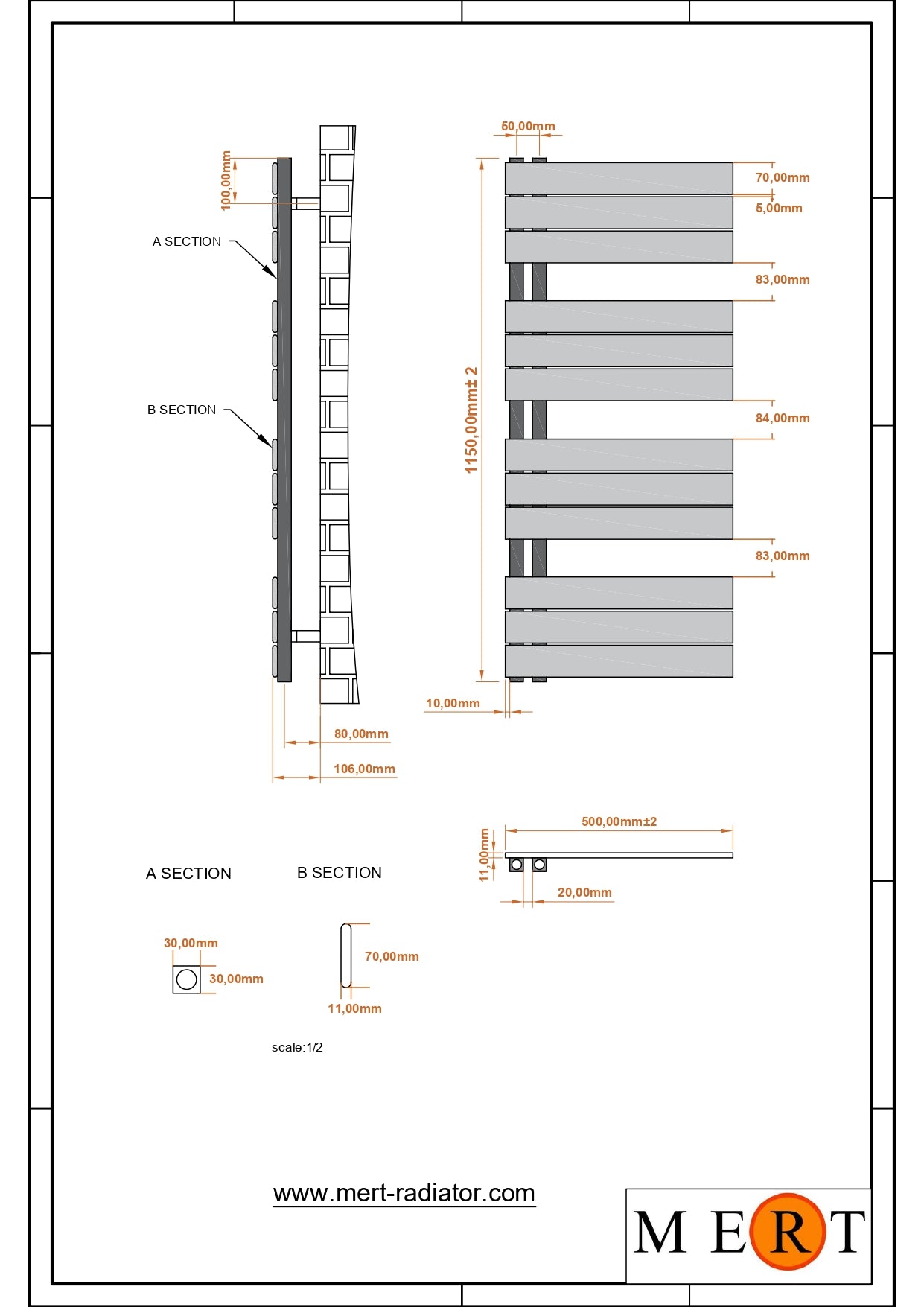 Mert Design Badheizkörper Modell ASK Schwarz