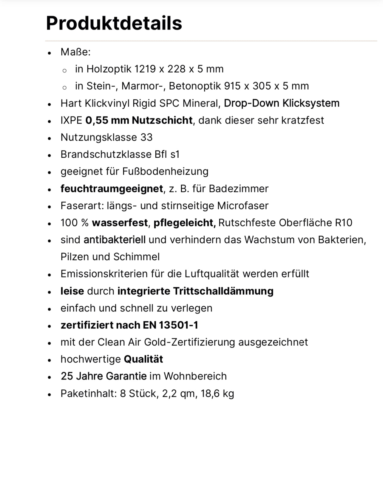 MERT Hart Vinyl Bodenbelag, Modell Holzoptik BREMEN, inkl. integrierte Trittschalldämmung, 0,55 mm, Nutzungsklasse 33, TOP Qualität