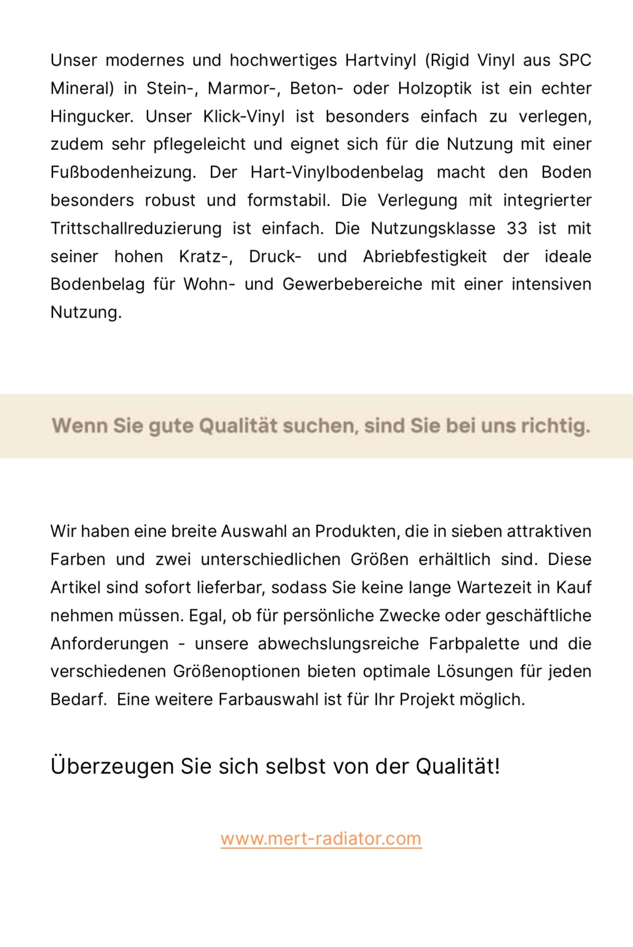 MERT Hart Vinyl Bodenbelag, Modell Betonoptik LEIPZIG, inkl. integrierte Trittschalldämmung, 0,55 mm, Nutzungsklasse 33, TOP Qualität