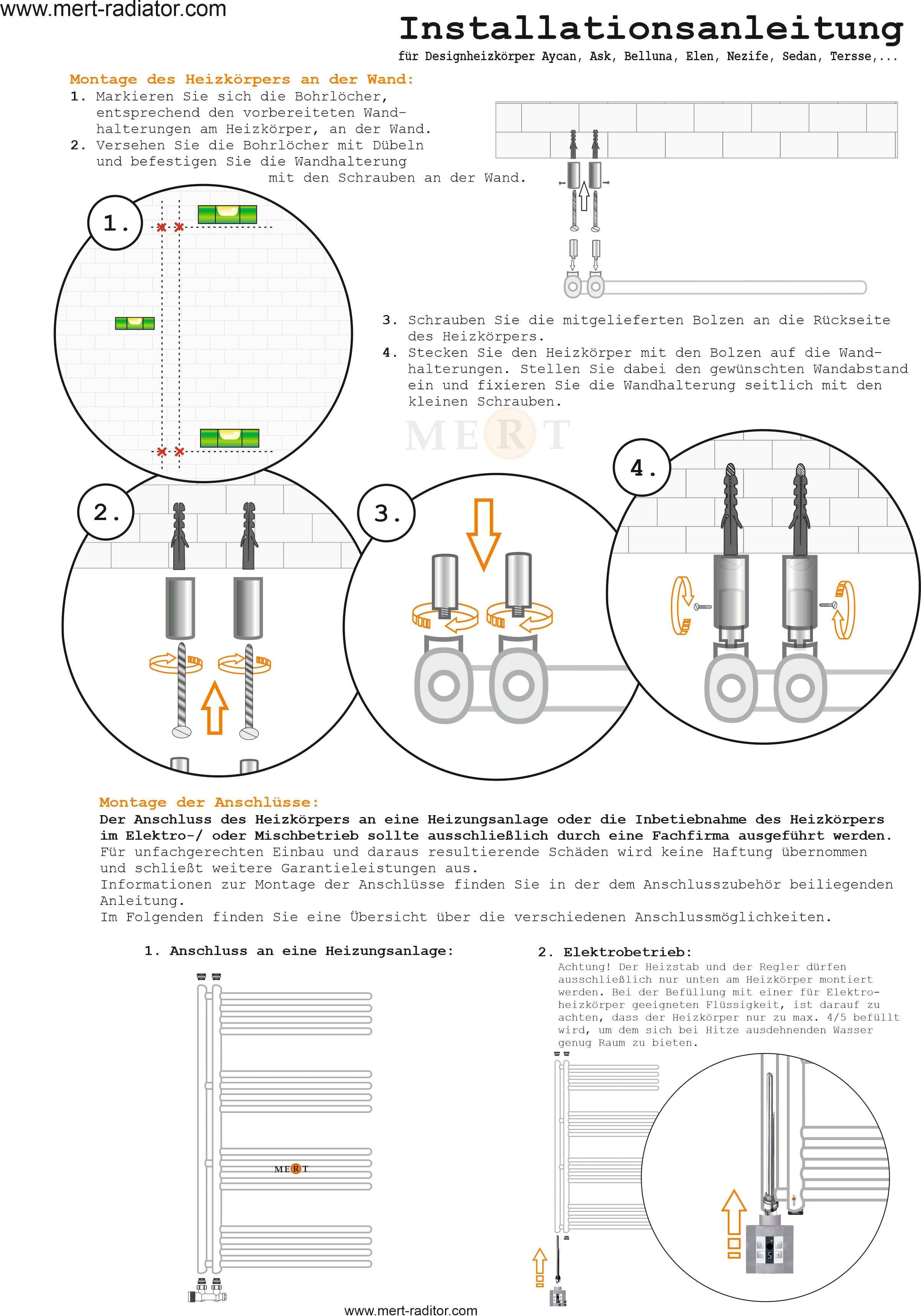 Mert Design Badheizkörper Modell Aycan Schwarz