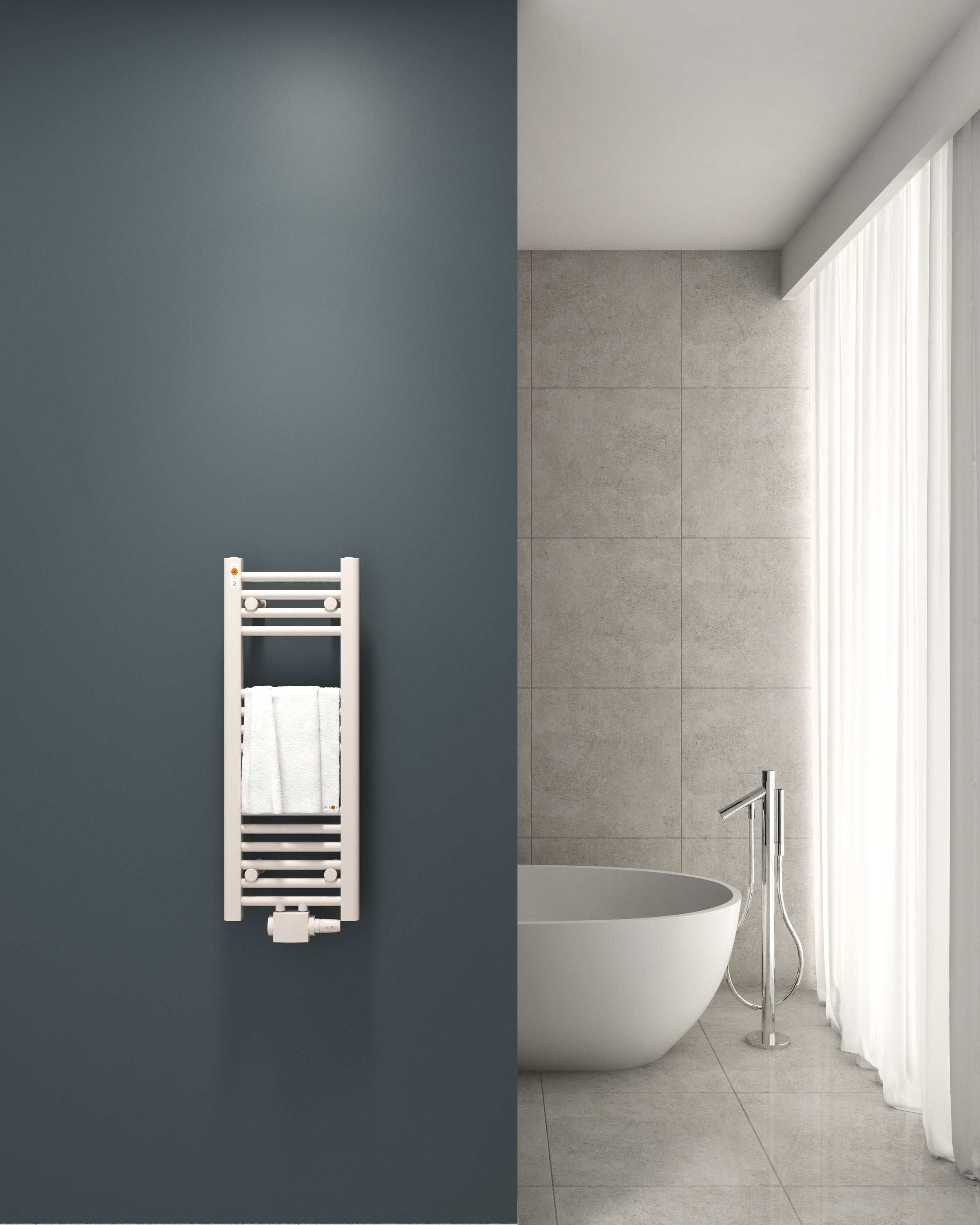 Badheizkörper mit Mittelanschluss Comfort Weiss Gerade