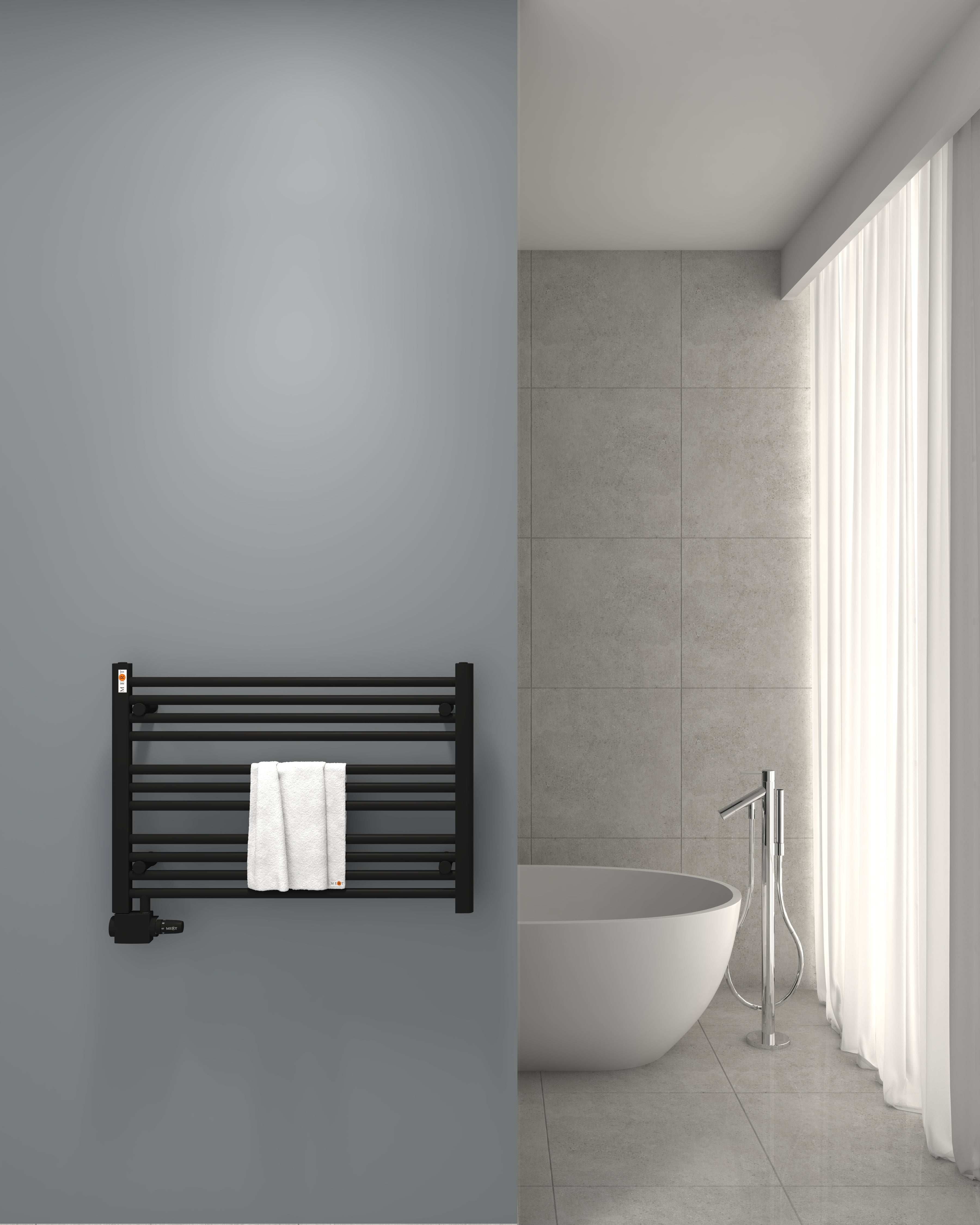 Badheizkörper Austausch AU mit Seitenanschluss Schwarz - Mert-Radiator GmbH