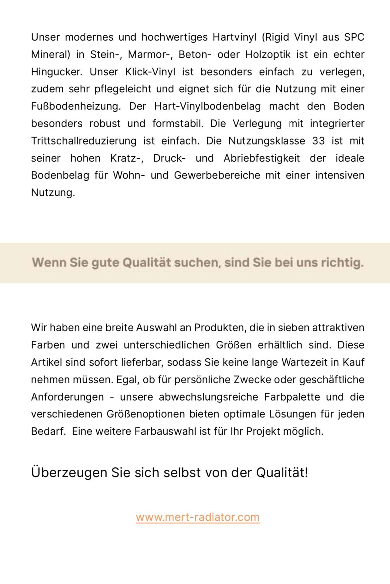 Vinyl Muster - Mert-Radiator GmbH