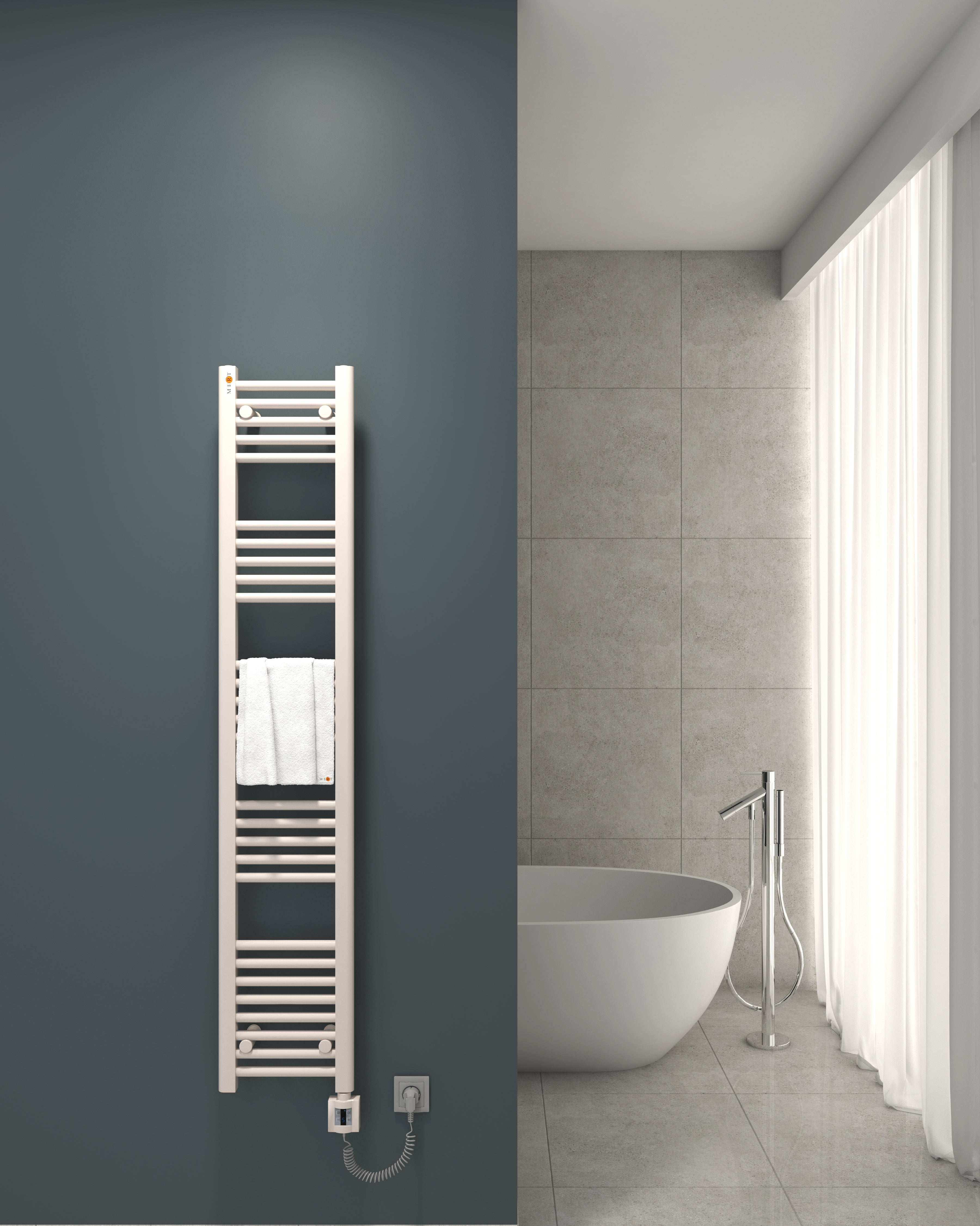 Mert Elektro Badheizkörper weiß Heizstab + KTX4-Regler