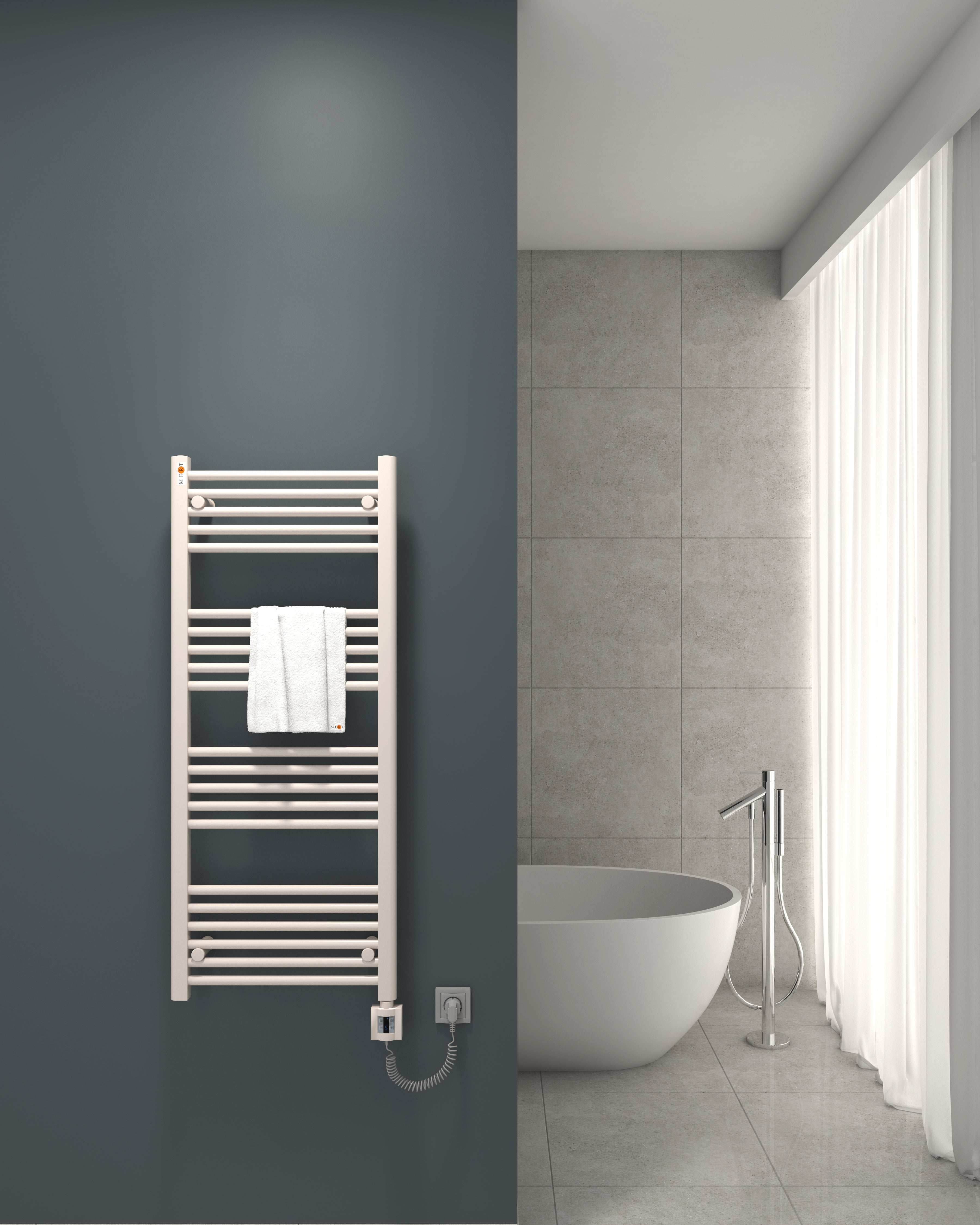 Mert Elektro Badheizkörper weiß Heizstab + KTX4-Regler