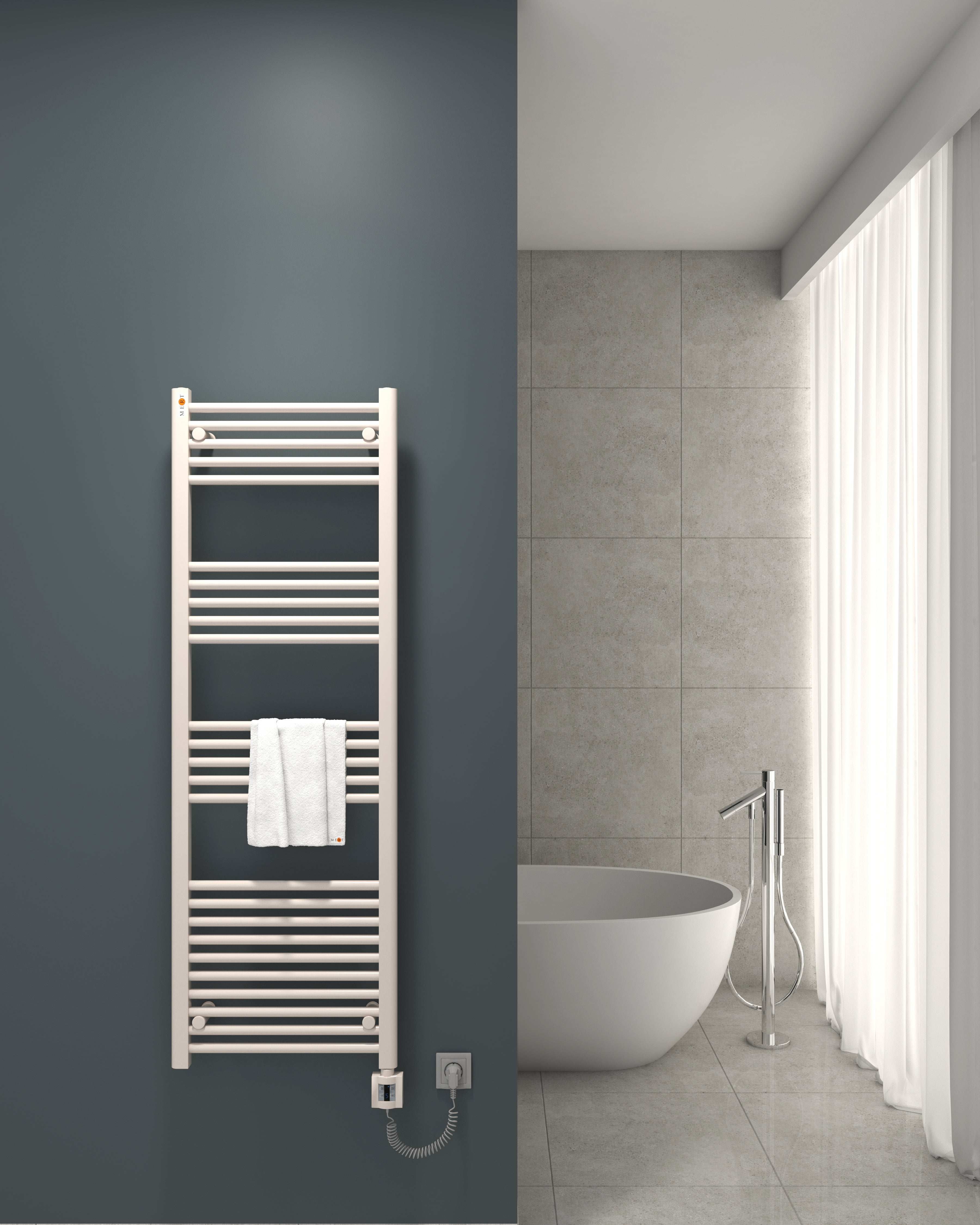 Mert Elektro Badheizkörper weiß Heizstab + KTX4-Regler